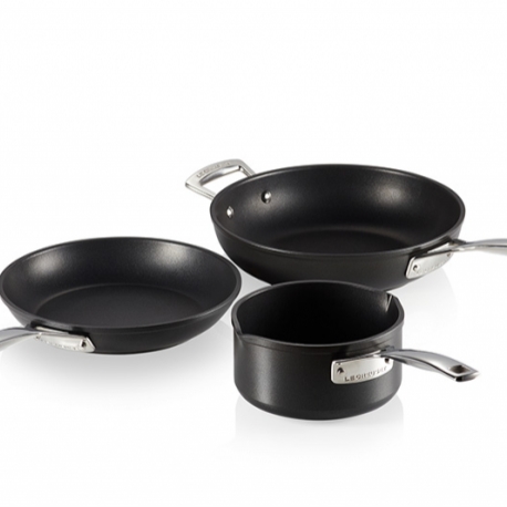 Advertising Enamelled cast iron - SET 3 PIECES LES FORGEES (casserole 16, poêle 24, sauteuse 26)