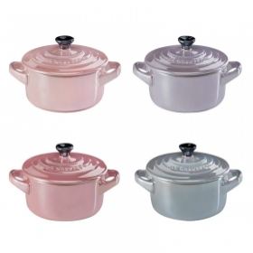 Ustensiles de cuisine - SET 4 MINI COCOTTES METALLICS PANACHE ROSE