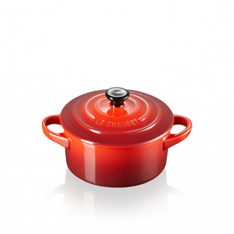 Advertising  Cooking tools - MINI COCOTTE RONDE CERISE 10CM - BOUTON NOIR