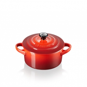 Ustensiles de cuisine - MINI COCOTTE RONDE CERISE 10CM - BOUTON NOIR