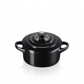 Ustensiles de cuisine publicitaires - MINI COCOTTE RONDE NOIR EBÈNE 10CM - BOUTON NOIR - 0