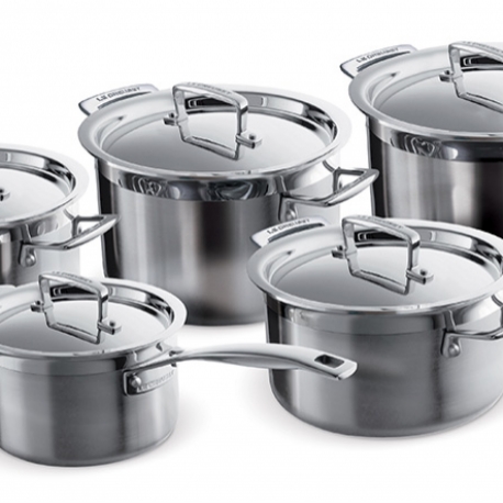 Advertising Inox signature - SET 5 PIECES (FAITOUTS 18/20/24, FAITOUT BAS 20, CASSEROLE 16)