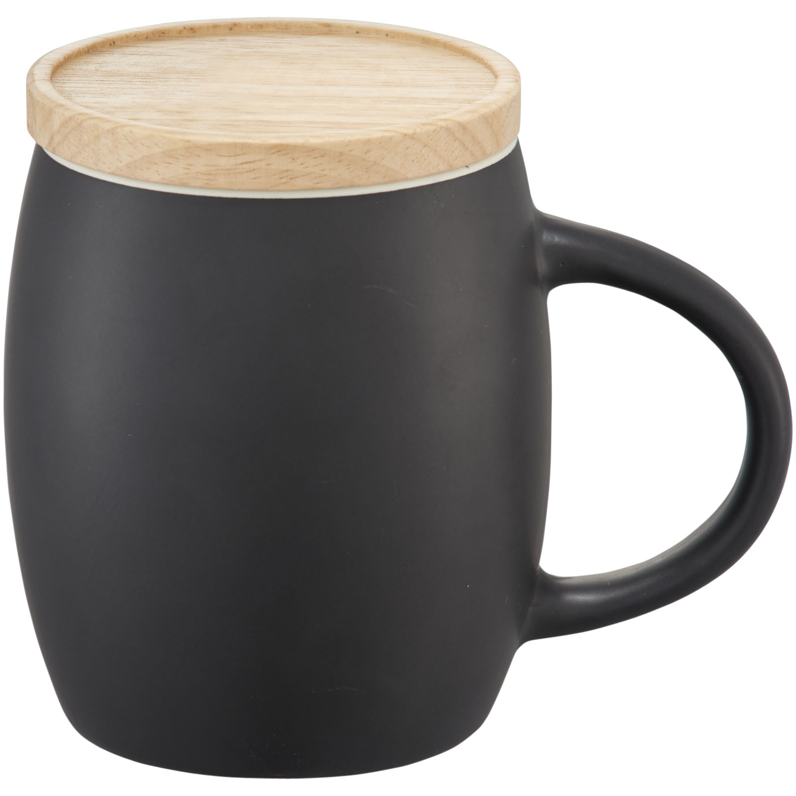 Advertising Standard mugs - Hearth 400 ml ceramic mug with wooden coaster - 3