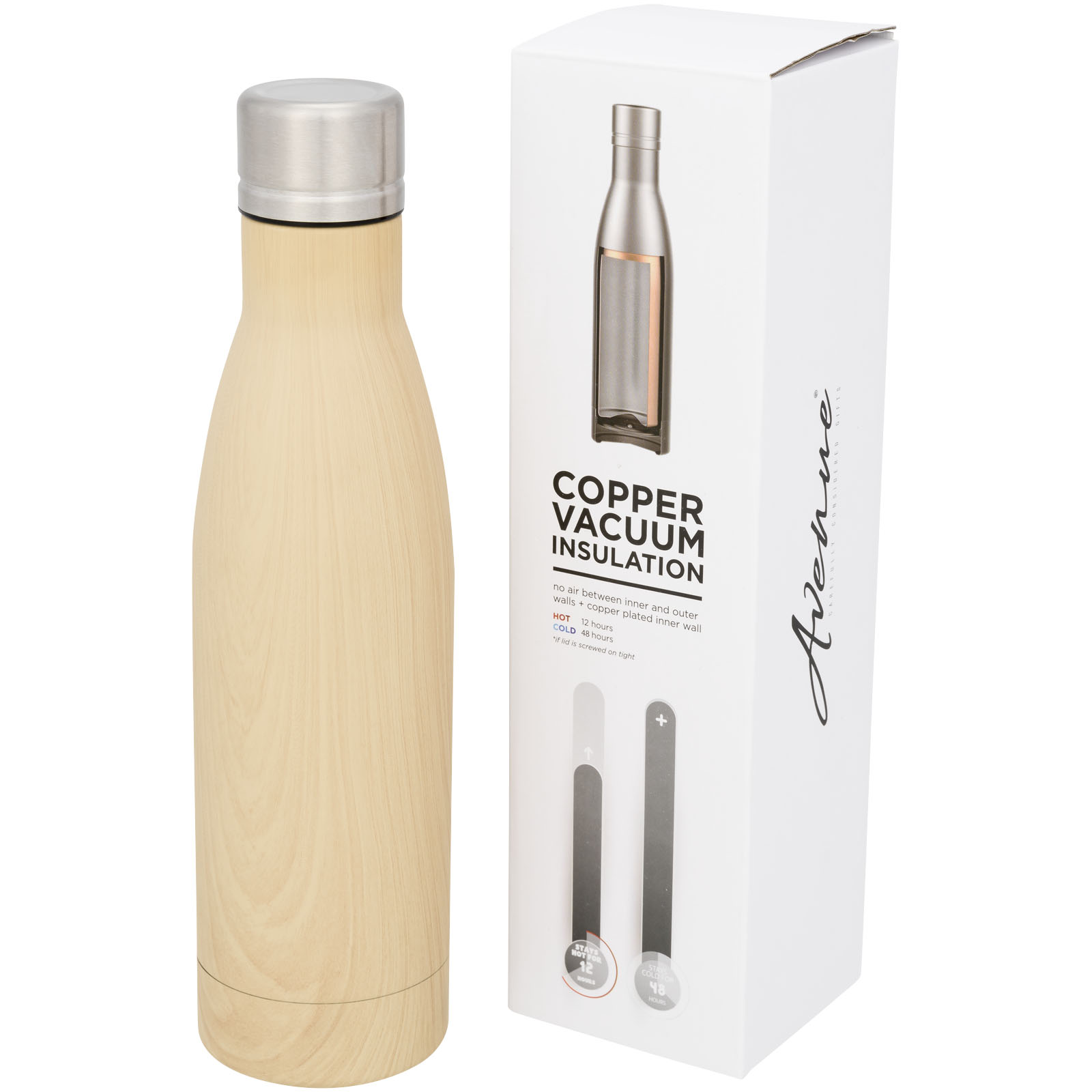 Drinkware - Bouteille isotherme Vasa imitation bois sous vide avec couche de cuivre de 500 ml