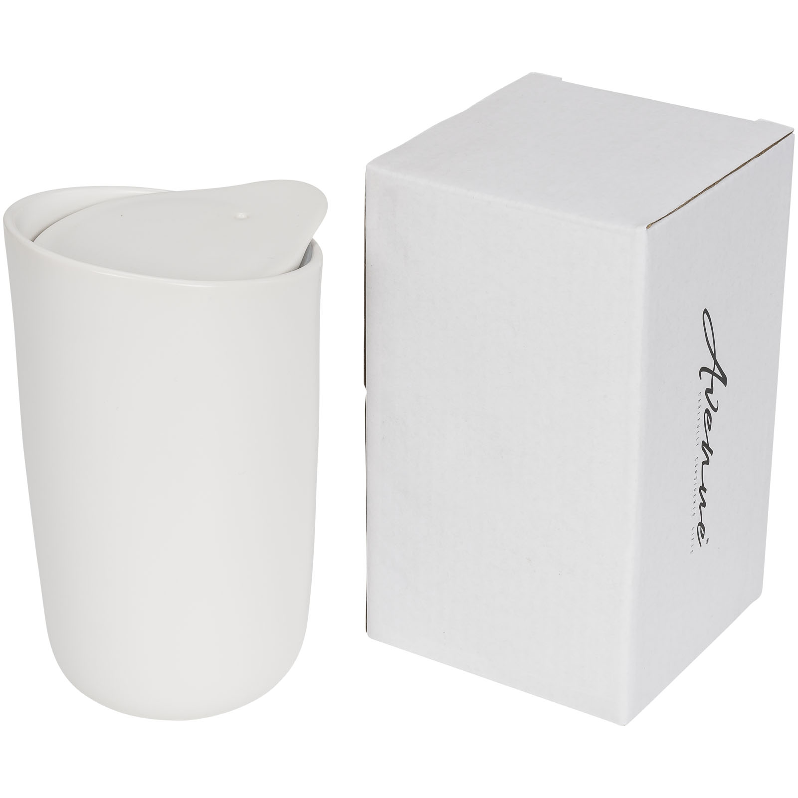 Mugs pour voyager publicitaires - Gobelet en céramique à double paroi de 410ml Mysa