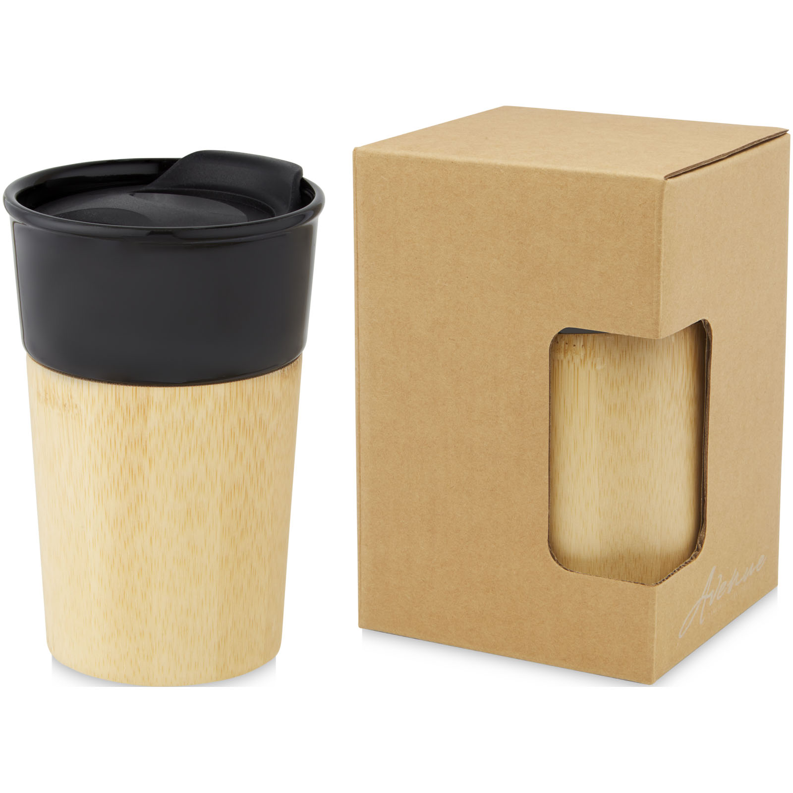 Pereira 320 ml porcelain mug with bamboo outer wall