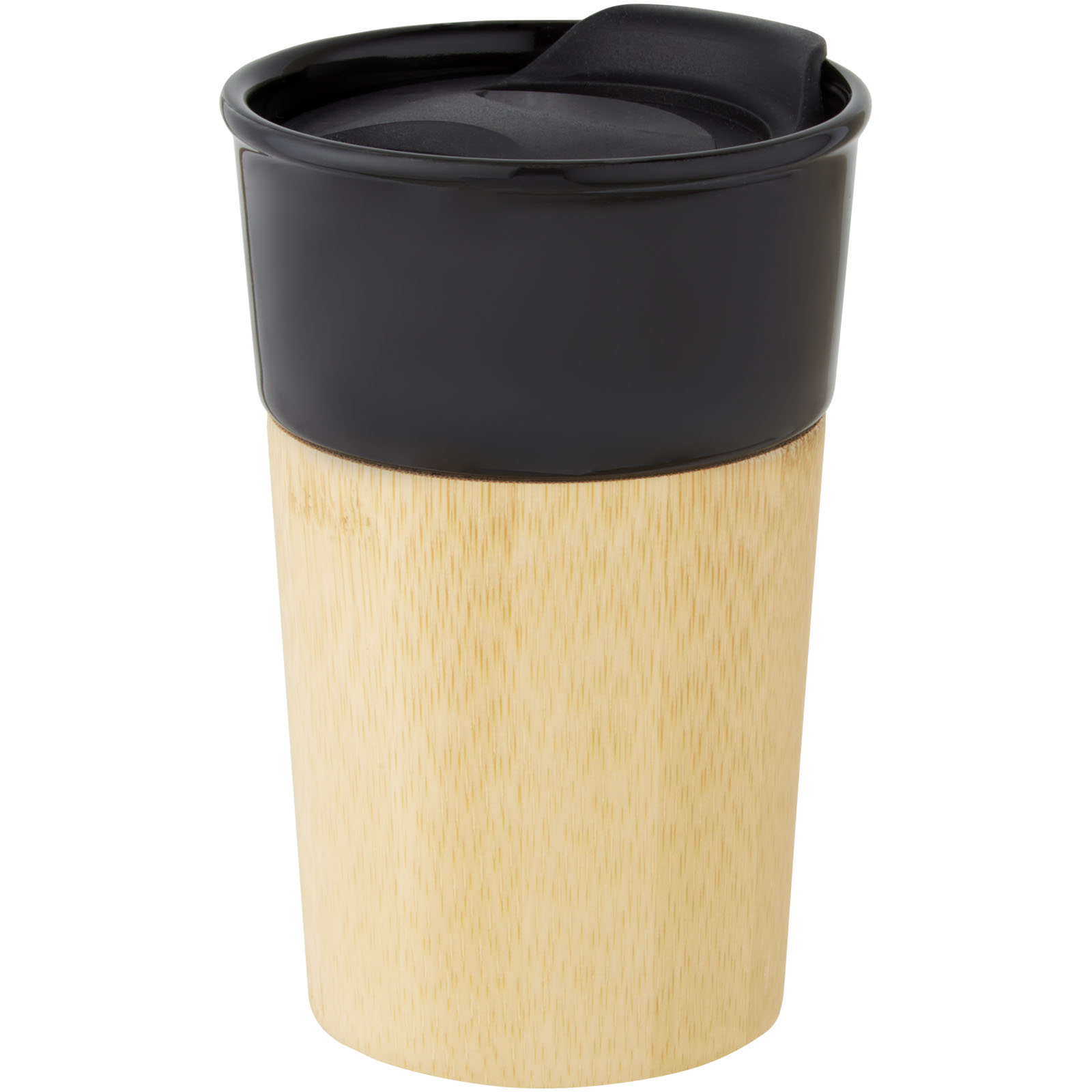 Advertising Standard mugs - Pereira 320 ml porcelain mug with bamboo outer wall - 3