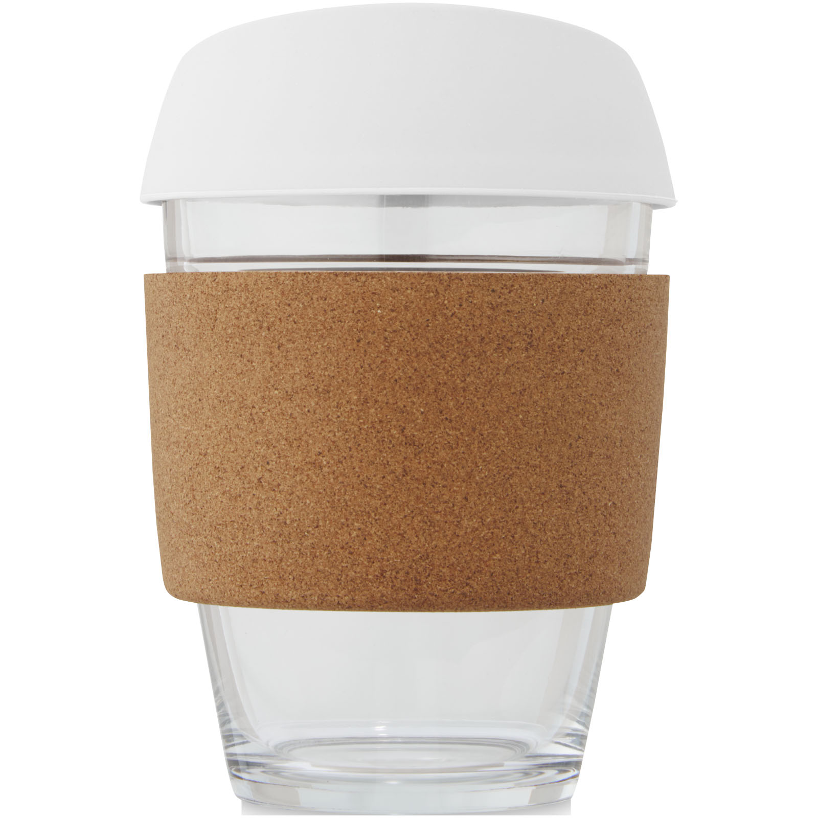 Advertising Travel mugs - Lidan 360 ml borosilicate glass tumbler with cork grip and silicone lid - 2