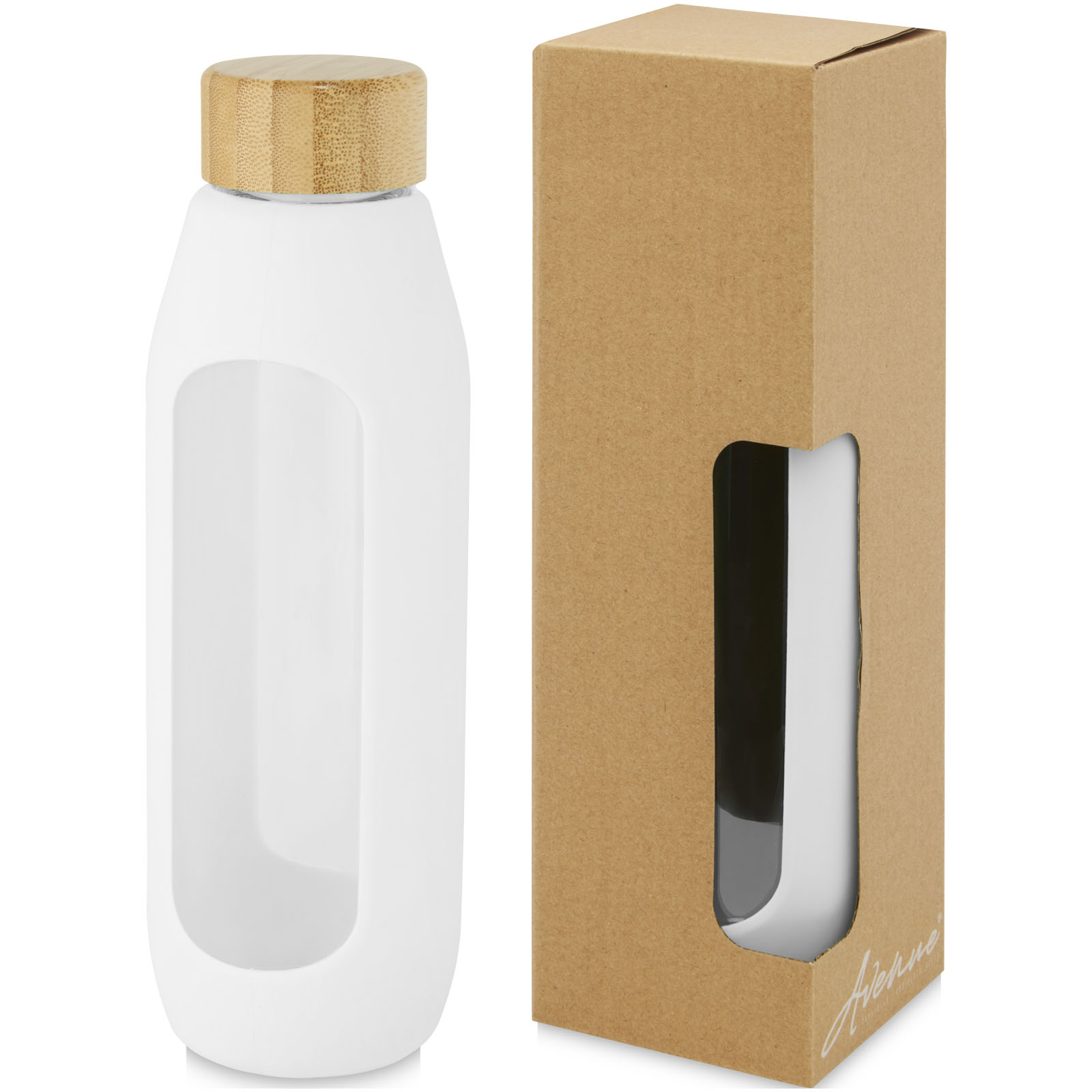 Bouteilles d'eau - Bouteille Tidan de 600 ml en verre borosilicate avec grip en silicone