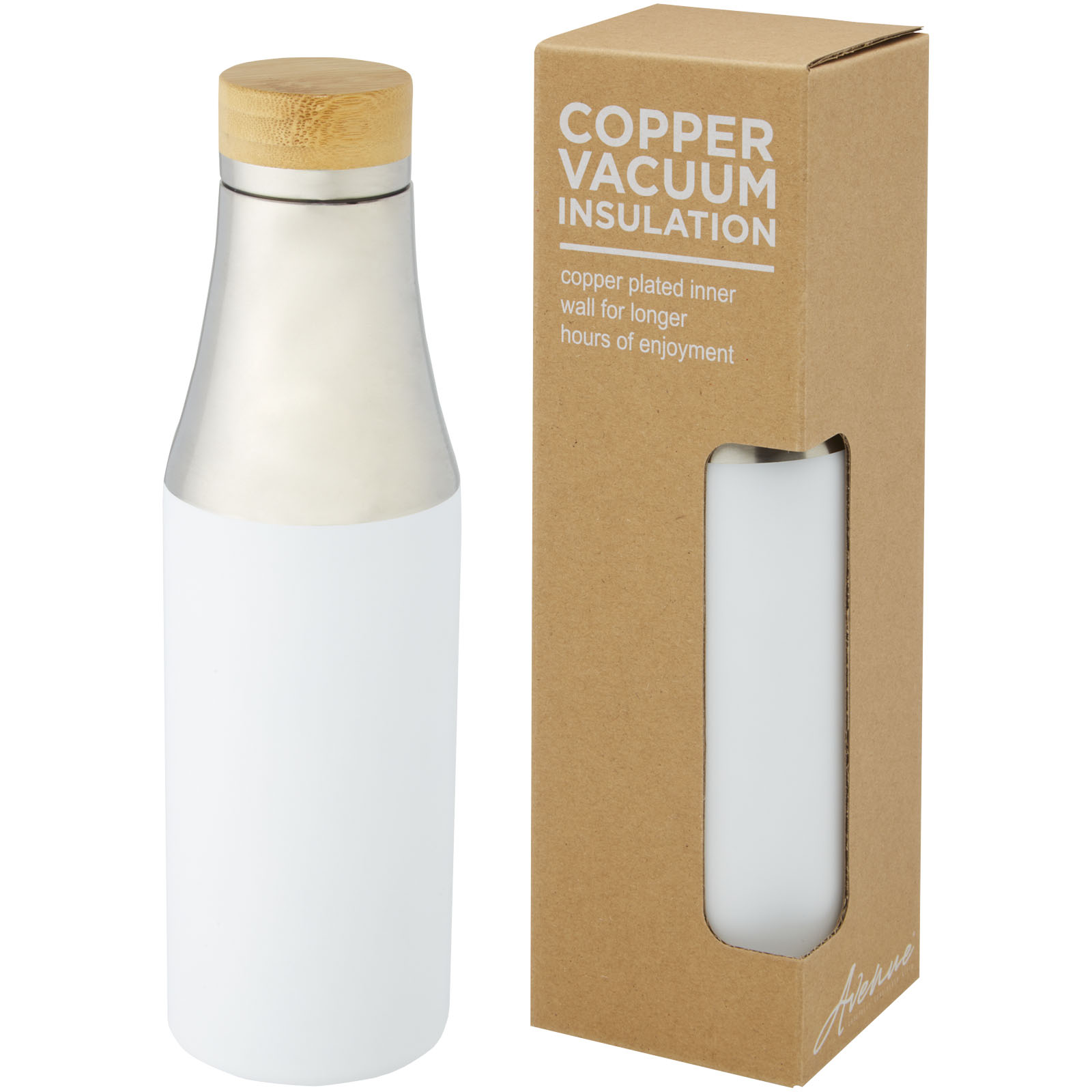 Advertising Insulated bottles - Hulan 540 ml copper vacuum insulated stainless steel bottle with bamboo lid - 0