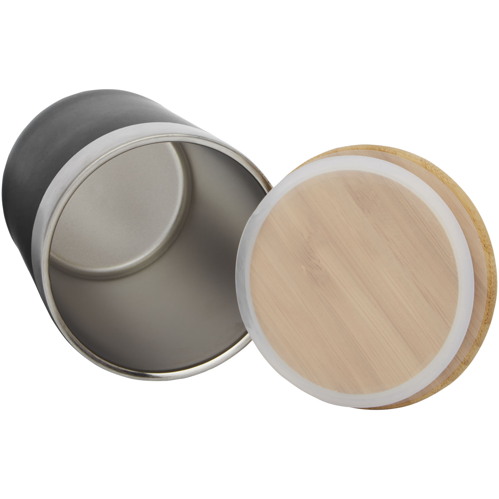 Mugs isothermes publicitaires - Gobelet Lagan de 330 ml en acier inoxydable avec isolation par le vide et couche de cuivre, avec couvercle en bambou - 4