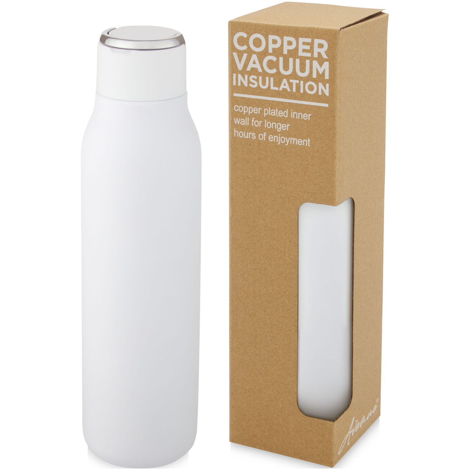 Advertising Insulated bottles - Marka 600 ml copper vacuum insulated bottle with metal loop - 0