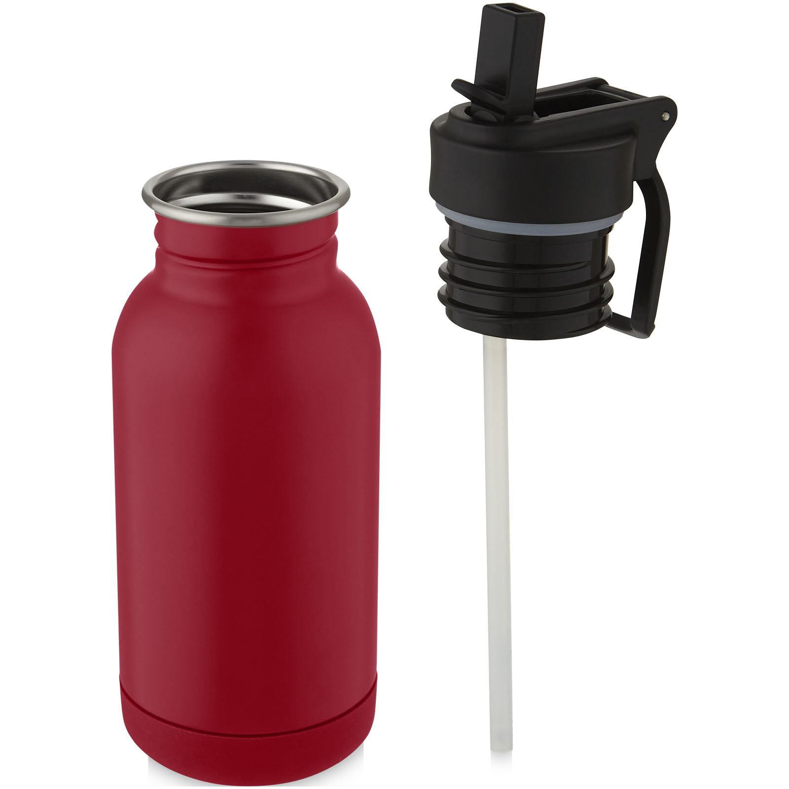 Advertising Sports bottles - Lina 400 ml stainless steel sport bottle with straw and loop - 2