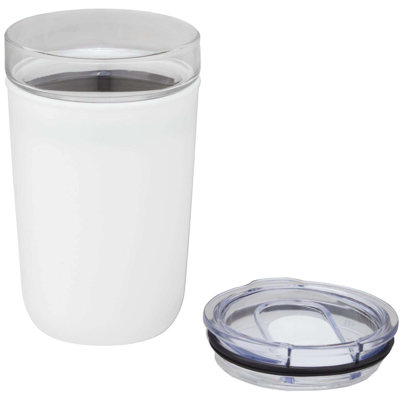 Mugs pour voyager publicitaires - Gobelet en verre Bello de 420 ml avec paroi extérieure en plastique recyclé - 2