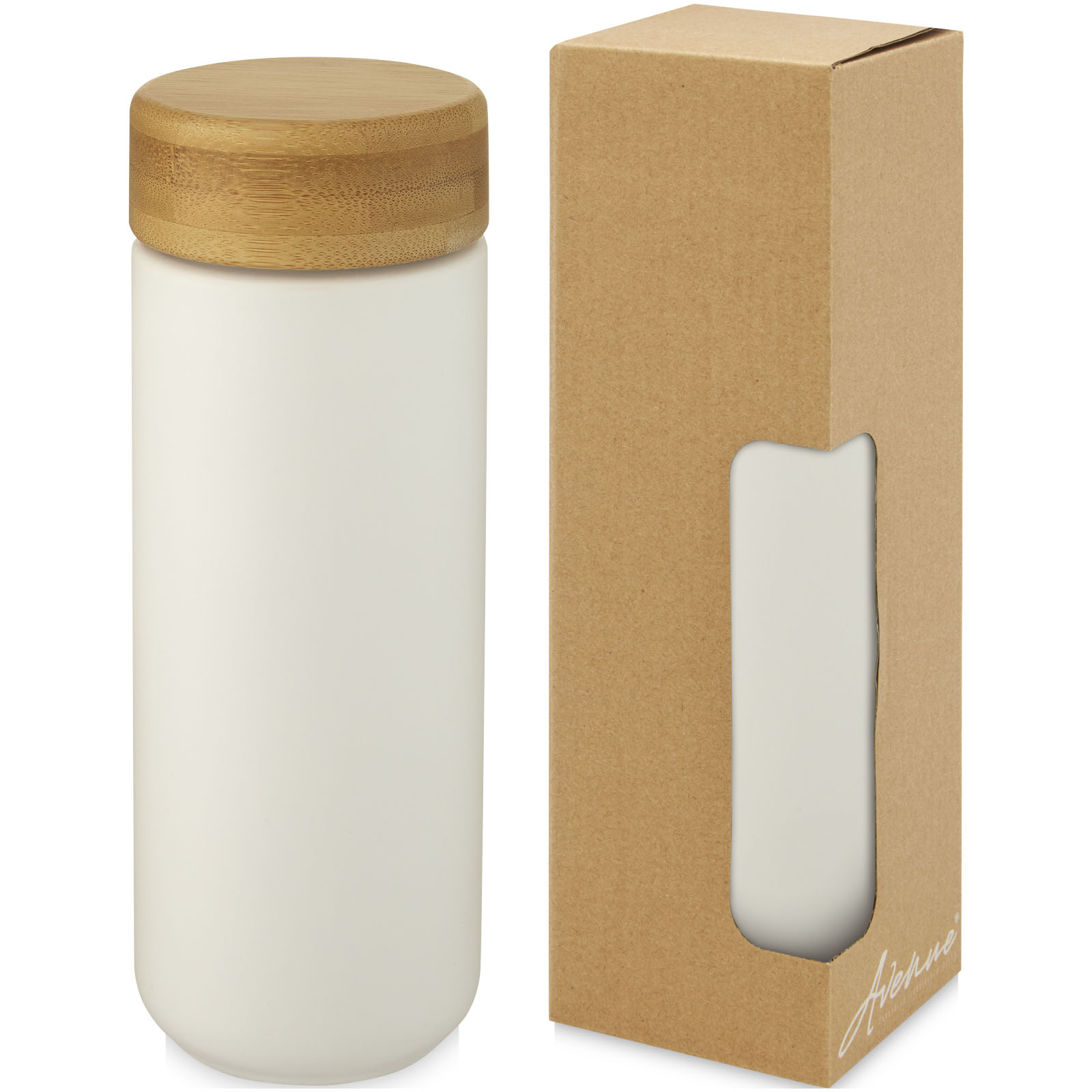 Drinkware - Gobelet en céramique Lumi de 300 ml avec couvercle en bambou