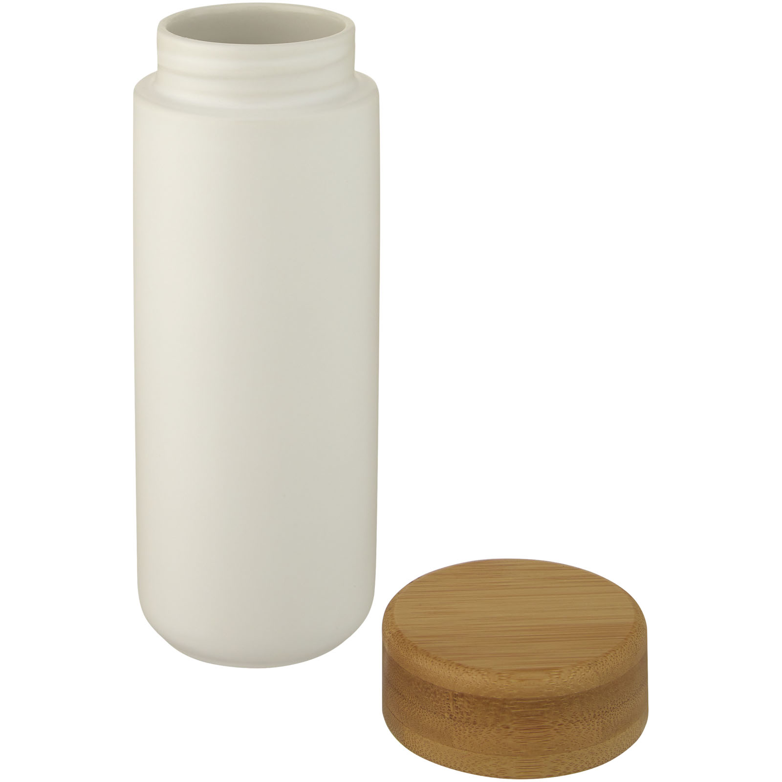 Mugs pour voyager publicitaires - Gobelet en céramique Lumi de 300 ml avec couvercle en bambou - 3