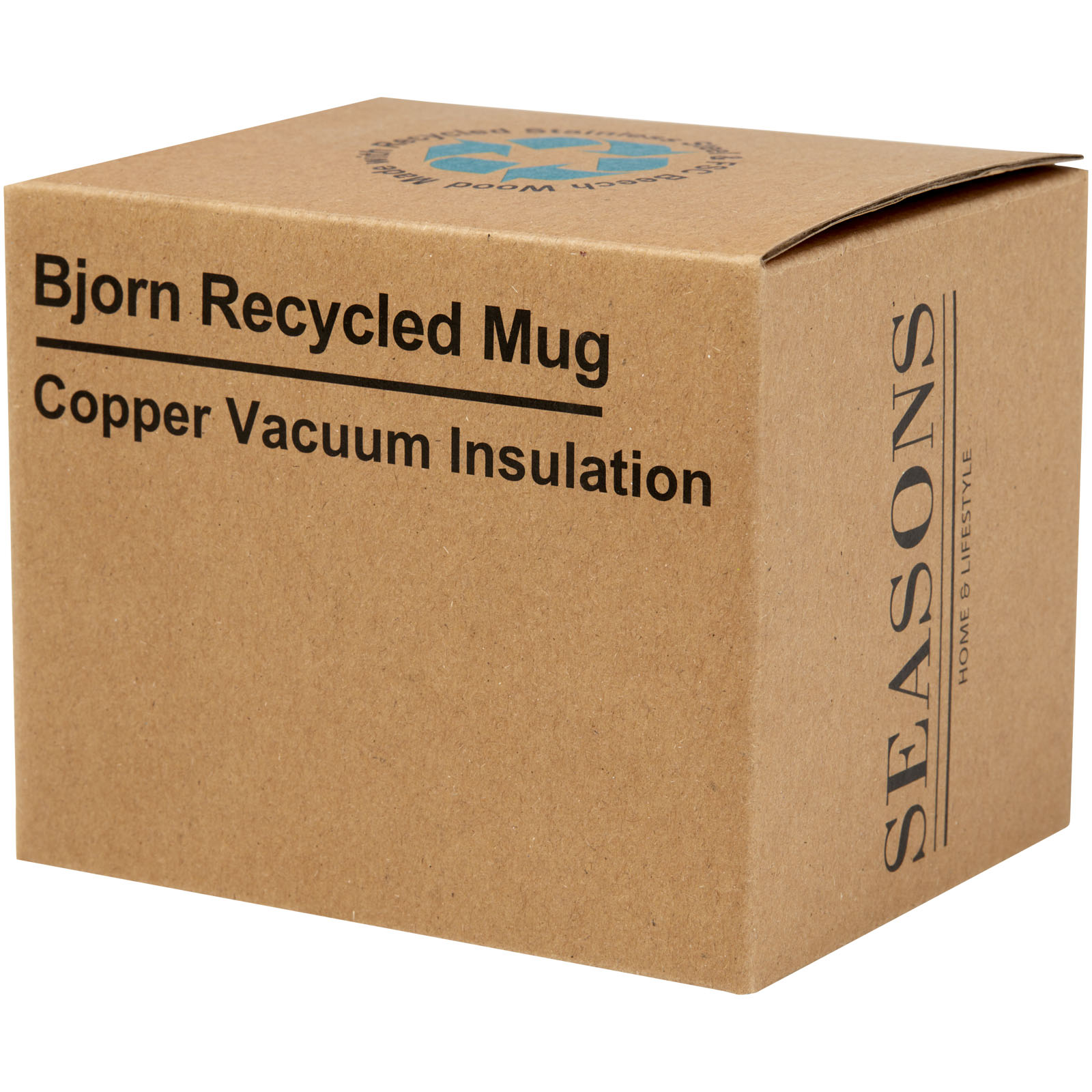 Mugs isothermes publicitaires - Tasse Bjorn de 360 ml en acier inoxydable recyclé certifiée RCS avec isolation sous vide et couche de cuivre  - 1
