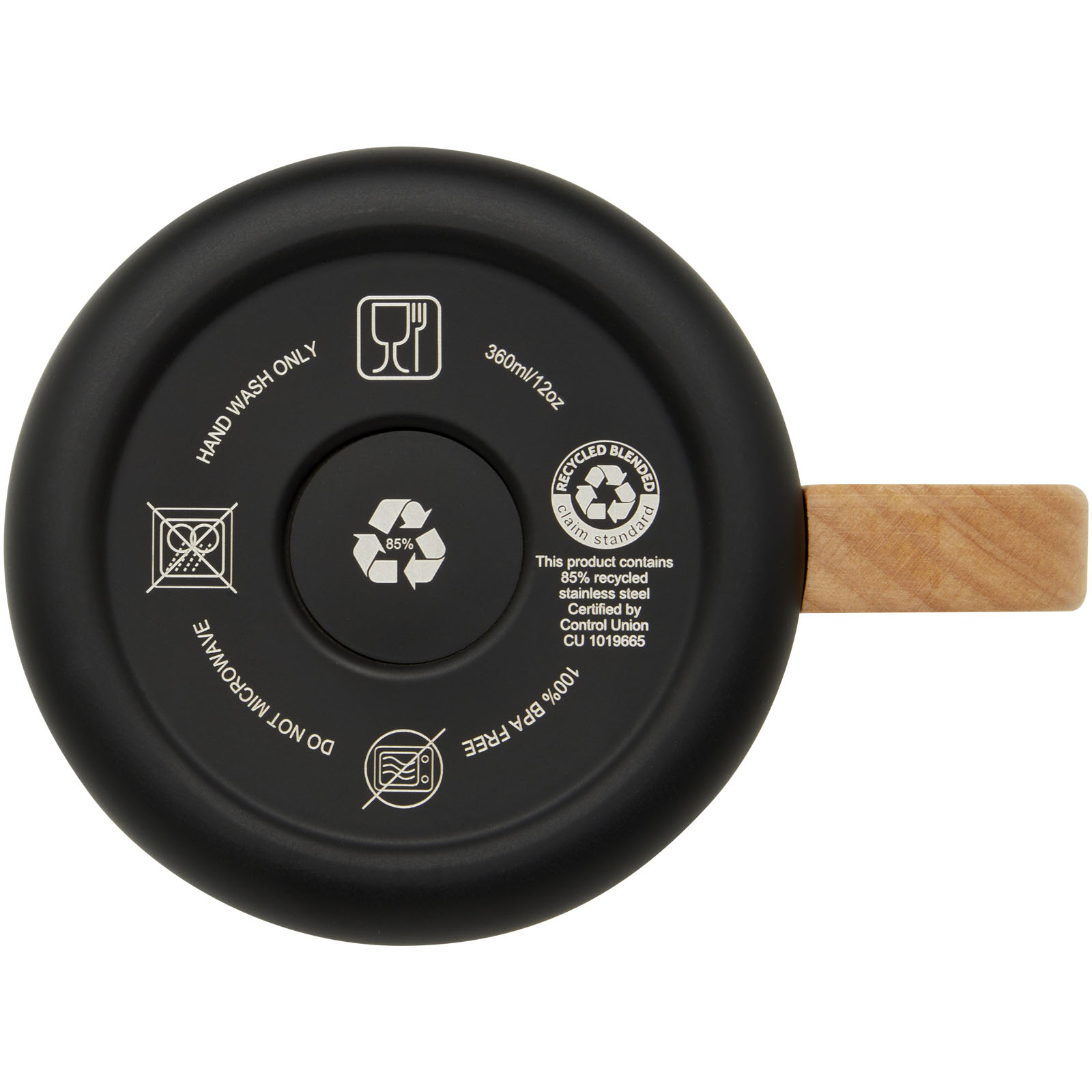 Mugs isothermes publicitaires - Tasse Bjorn de 360 ml en acier inoxydable recyclé certifiée RCS avec isolation sous vide et couche de cuivre  - 5