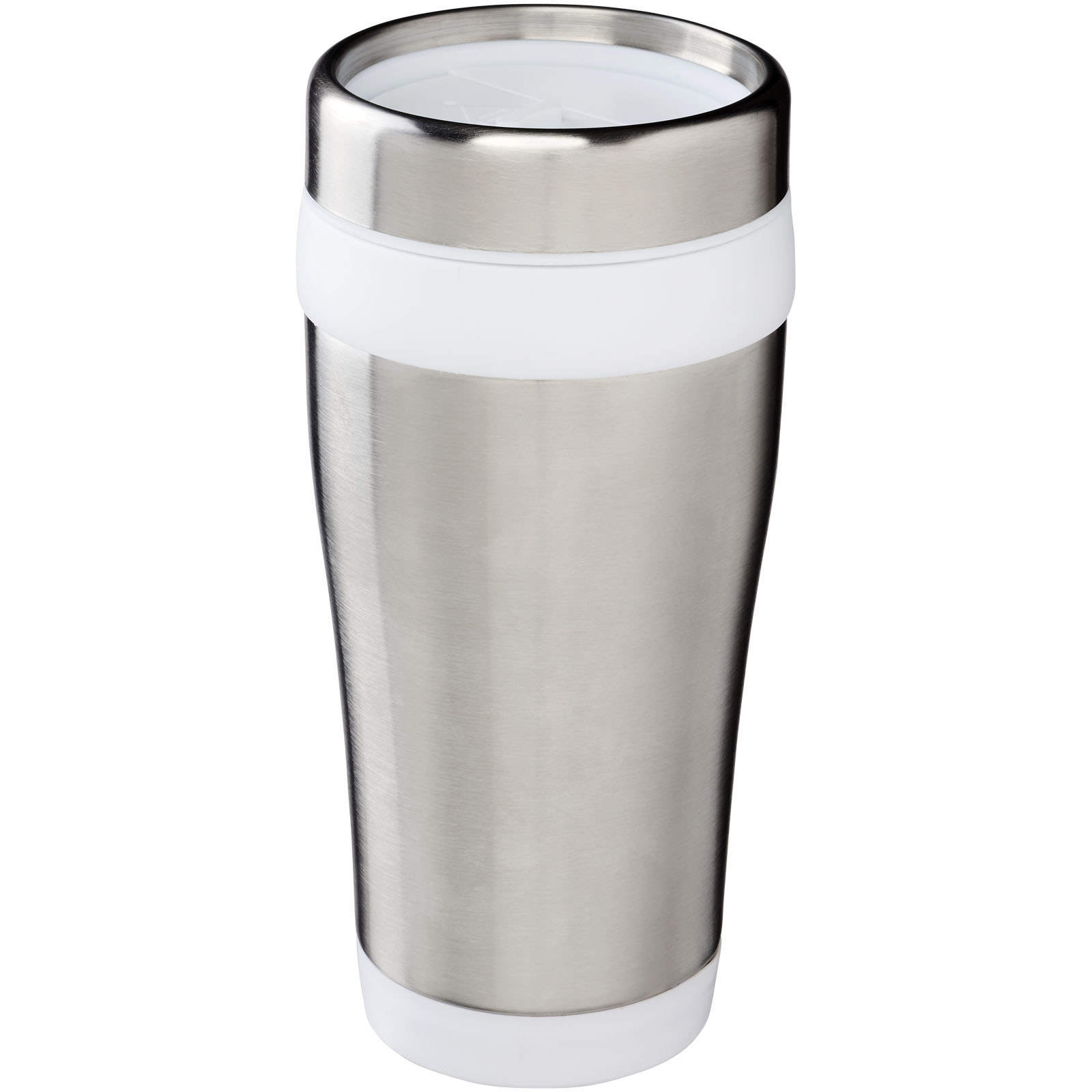 Mugs pour voyager publicitaires - Gobelet avec isolation Elwood de 410 ml en acier inoxydable recyclé certifié RCS  - 0