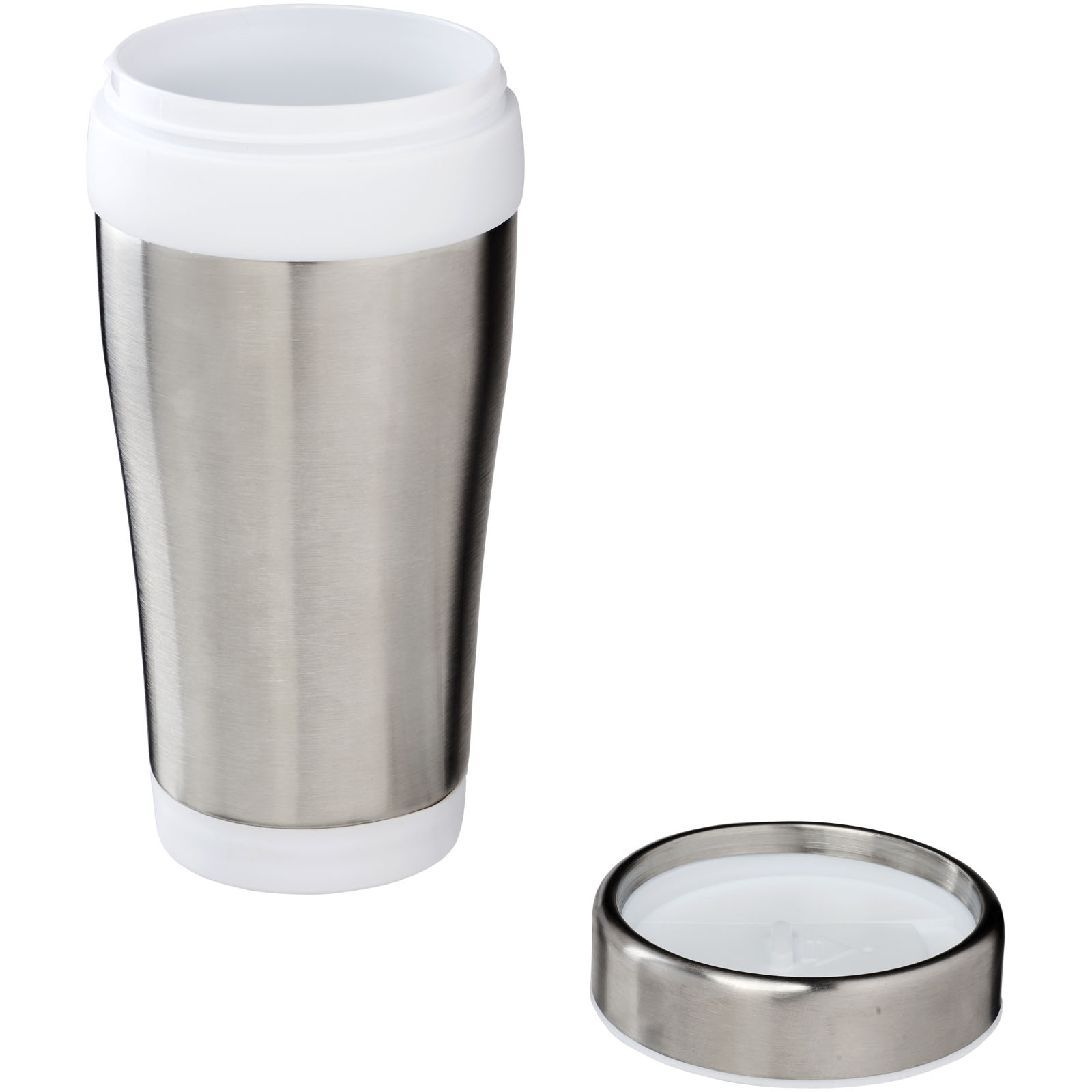 Mugs pour voyager publicitaires - Gobelet avec isolation Elwood de 410 ml en acier inoxydable recyclé certifié RCS  - 3