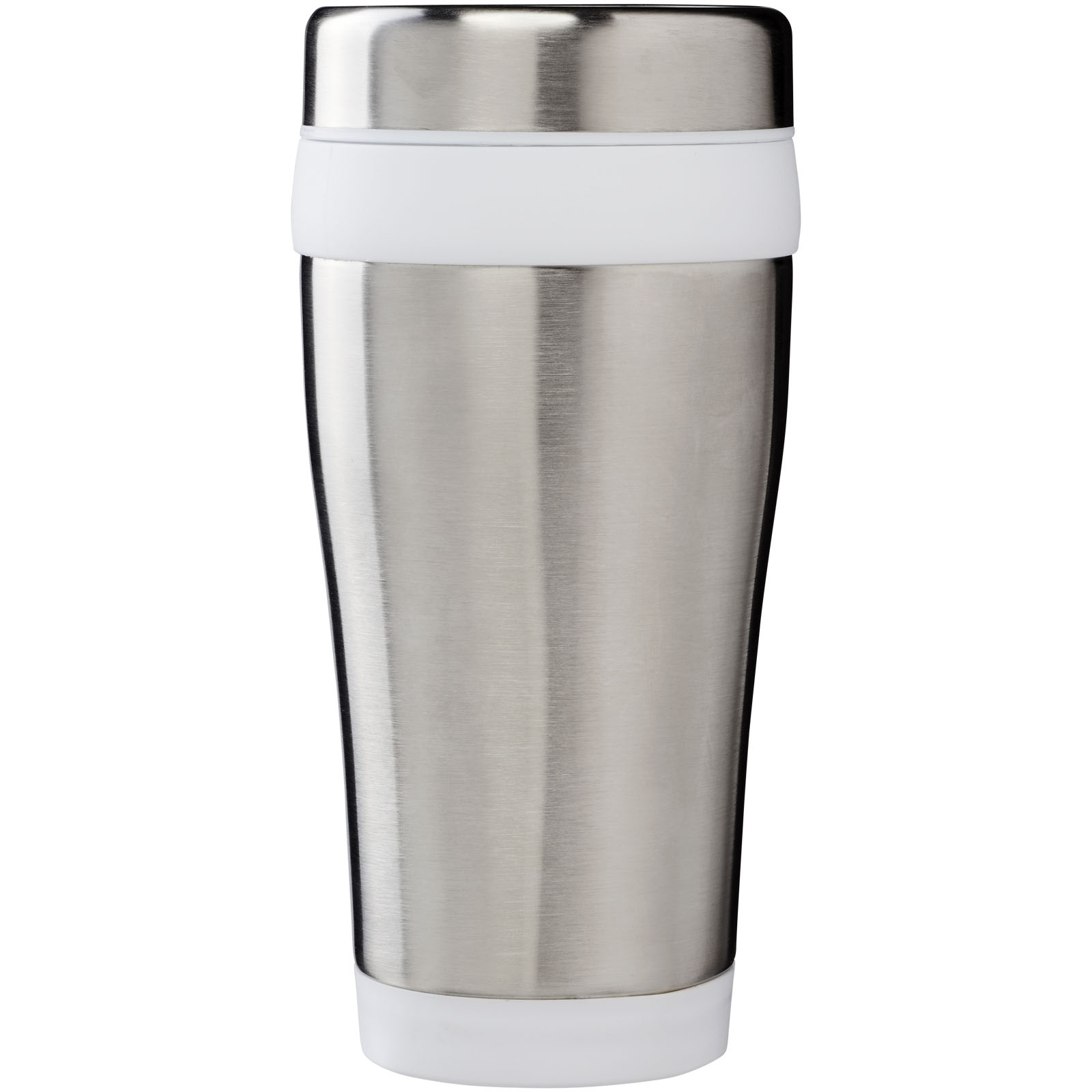Mugs pour voyager publicitaires - Gobelet avec isolation Elwood de 410 ml en acier inoxydable recyclé certifié RCS  - 1