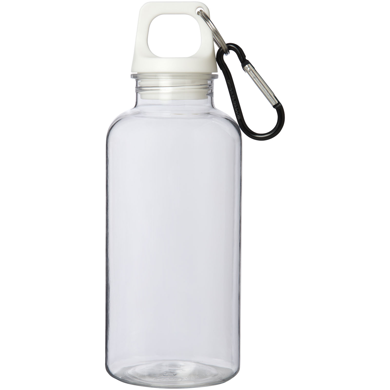 Advertising Water bottles - Oregon 400 ml RCS certified recycled plastic water bottle with carabiner - 1