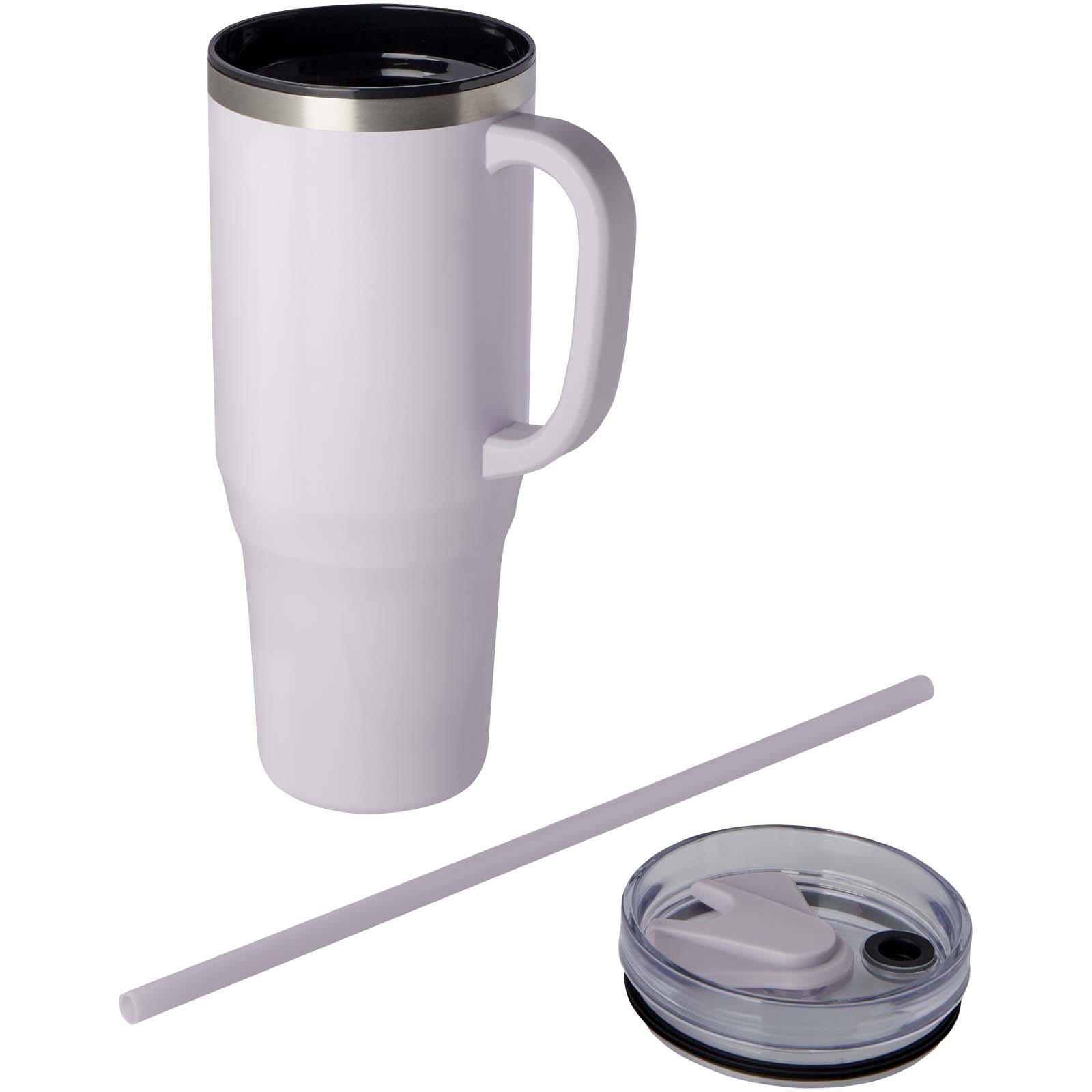 Mugs pour voyager publicitaires - Mug isotherme Melbourne 1200 ml certifié RCS avec paille - 2