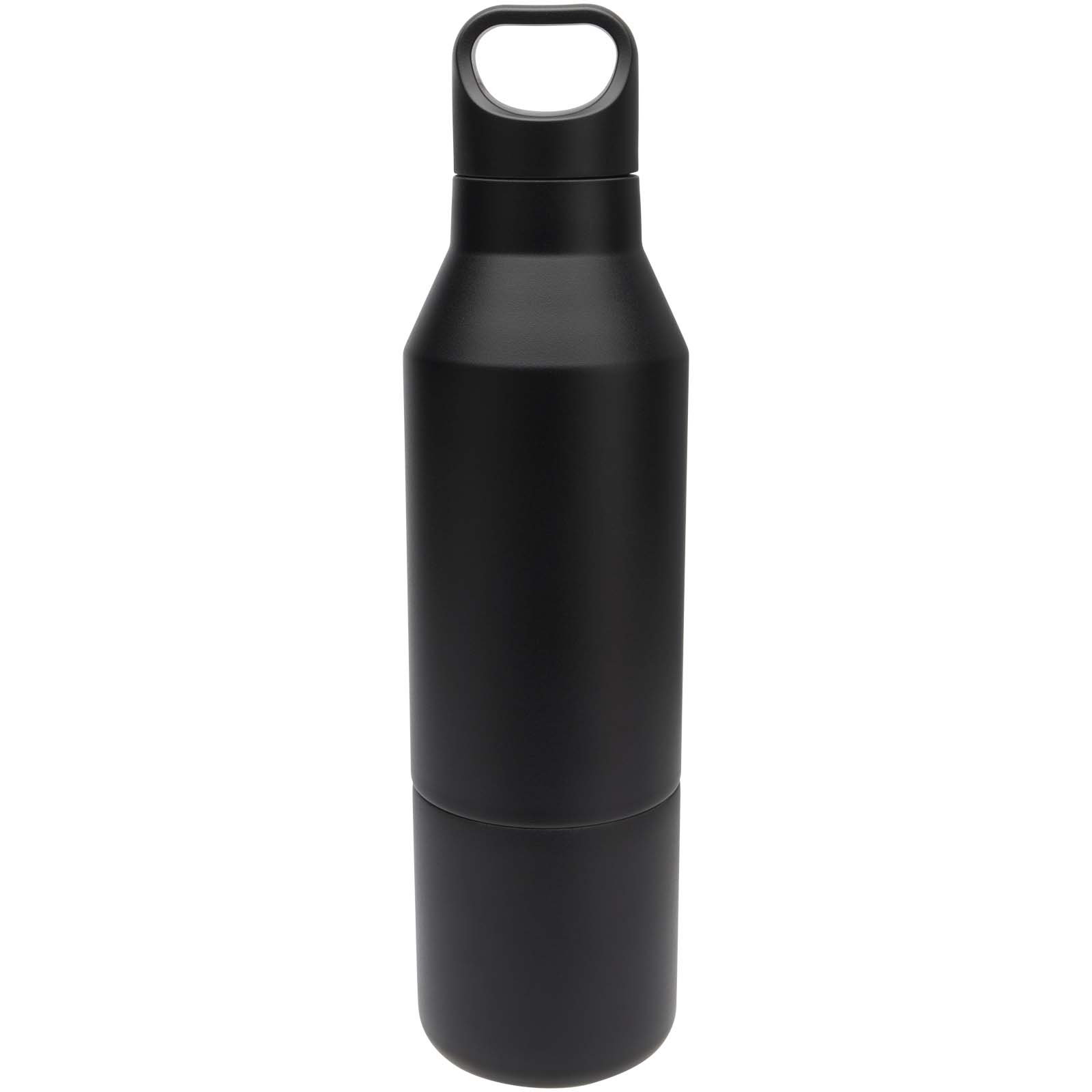 Bouteilles isothermes publicitaires - Bouteille isotherme Odessy de 600 ml en acier inoxydable recyclé RCS avec gobelet de 300 ml - 2