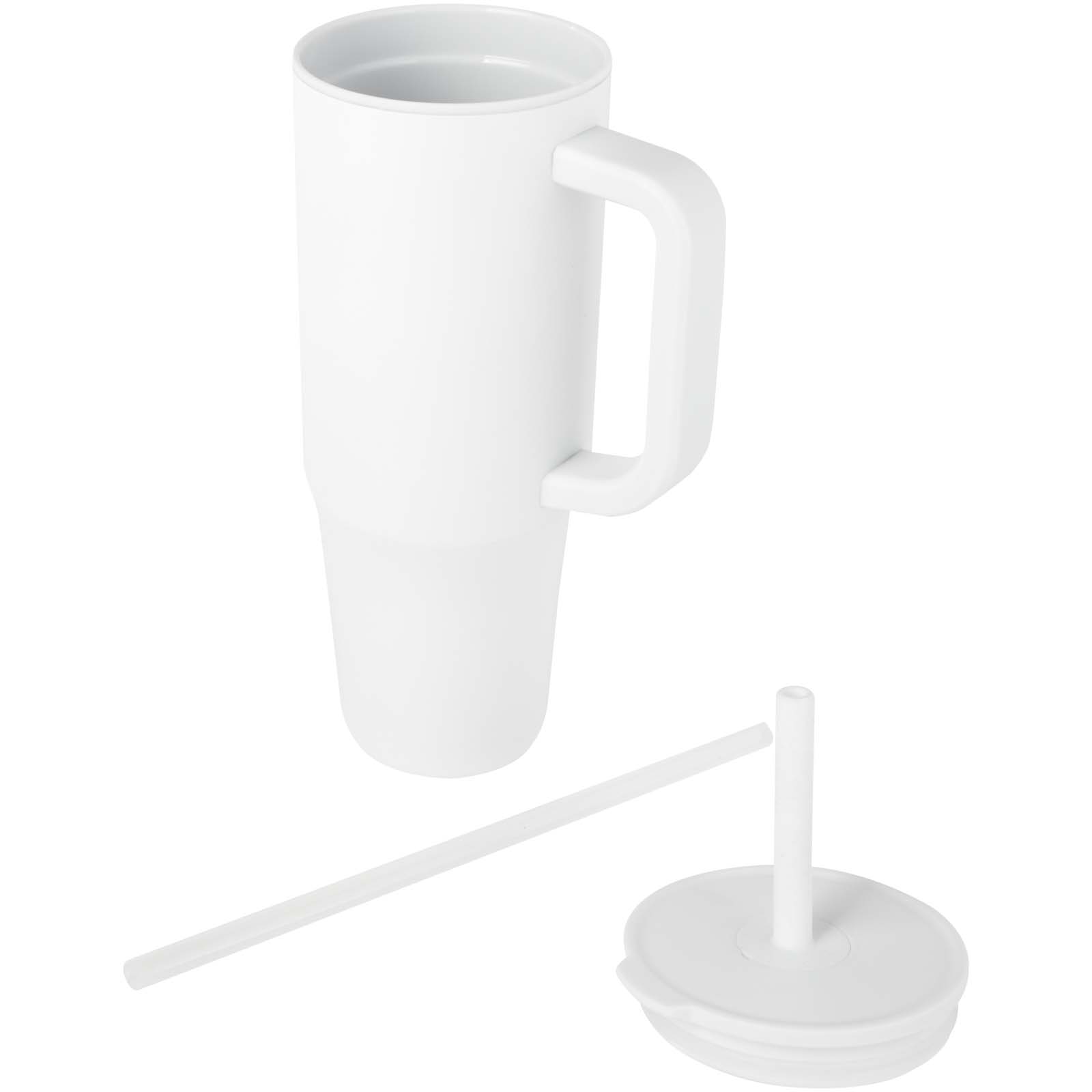 Mugs isothermes publicitaires - Gobelet isotherme Brady 900 ml certifié RCS avec paille en silicone - 2
