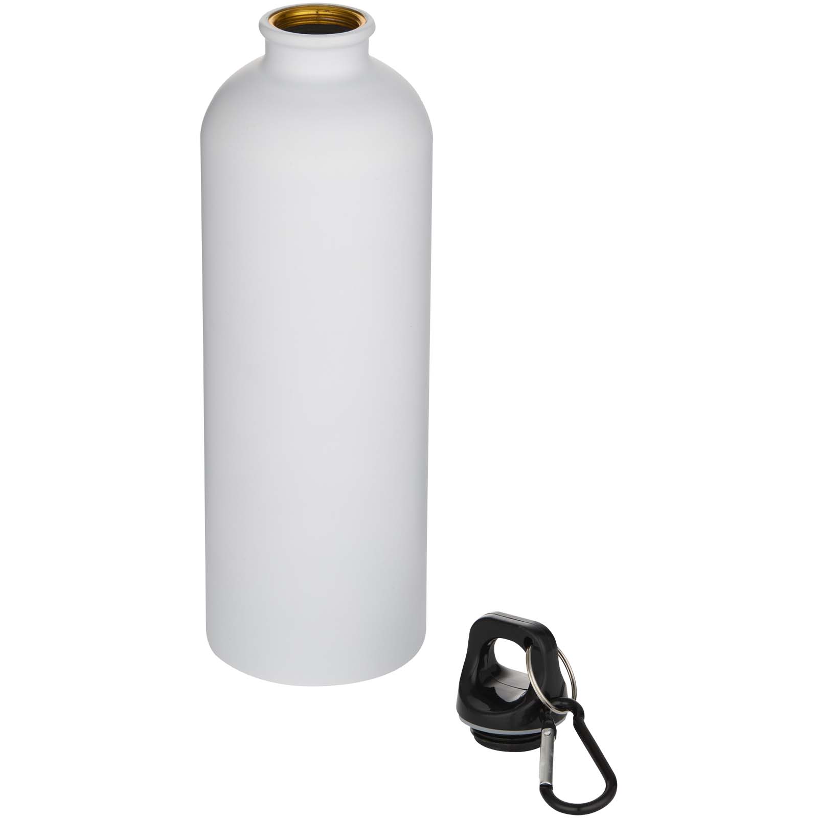 Bouteilles d'eau publicitaires - Bouteille d’eau Oregon de 750 ml en acier inoxydable à simple paroi certifiée RCS, recyclé mat avec mousqueton - 2