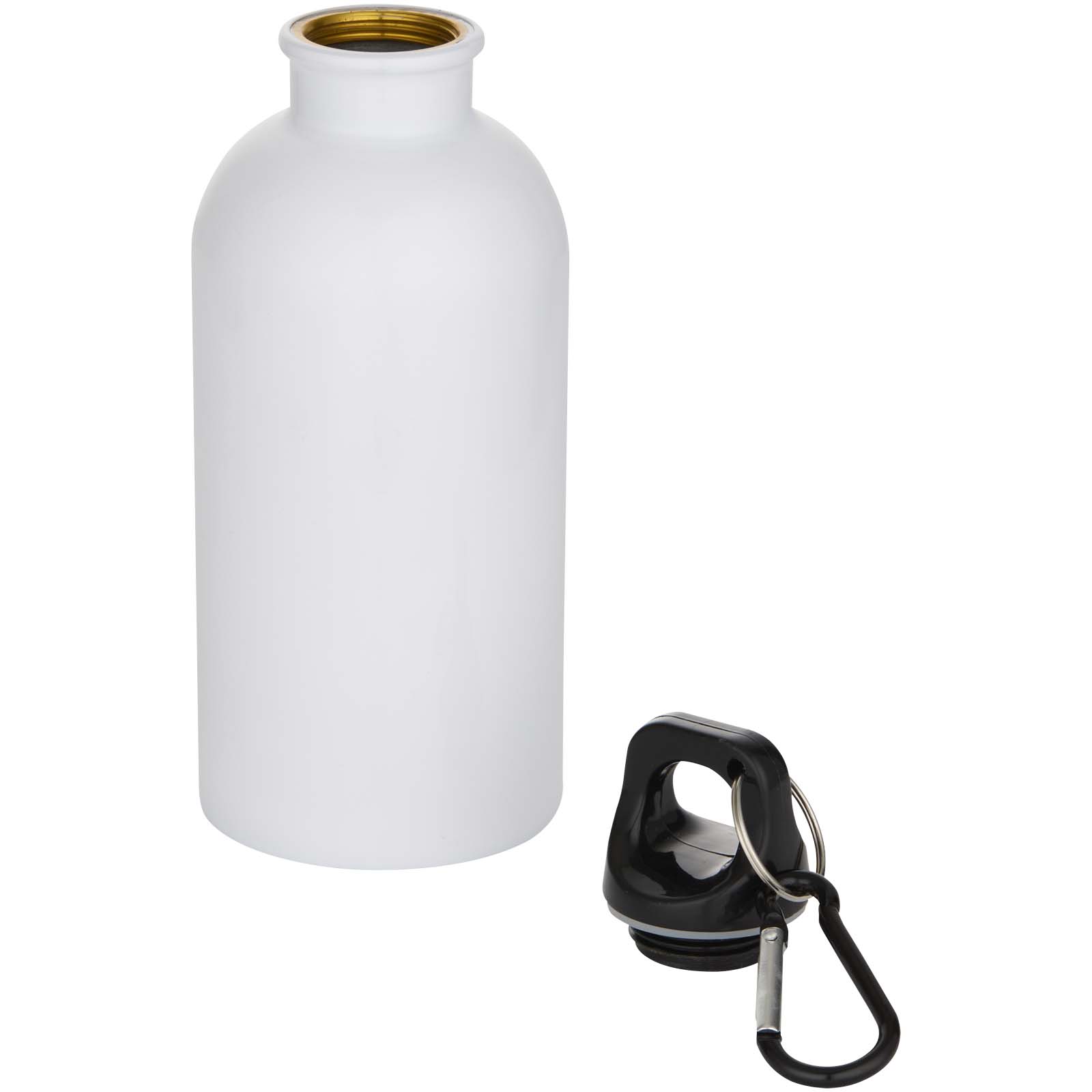 Bouteilles d'eau publicitaires - Bouteille d’eau Oregon de 400 ml en acier inoxydable recyclé à simple paroi certifié RCS avec mousqueton (impression par sublimation) - 2