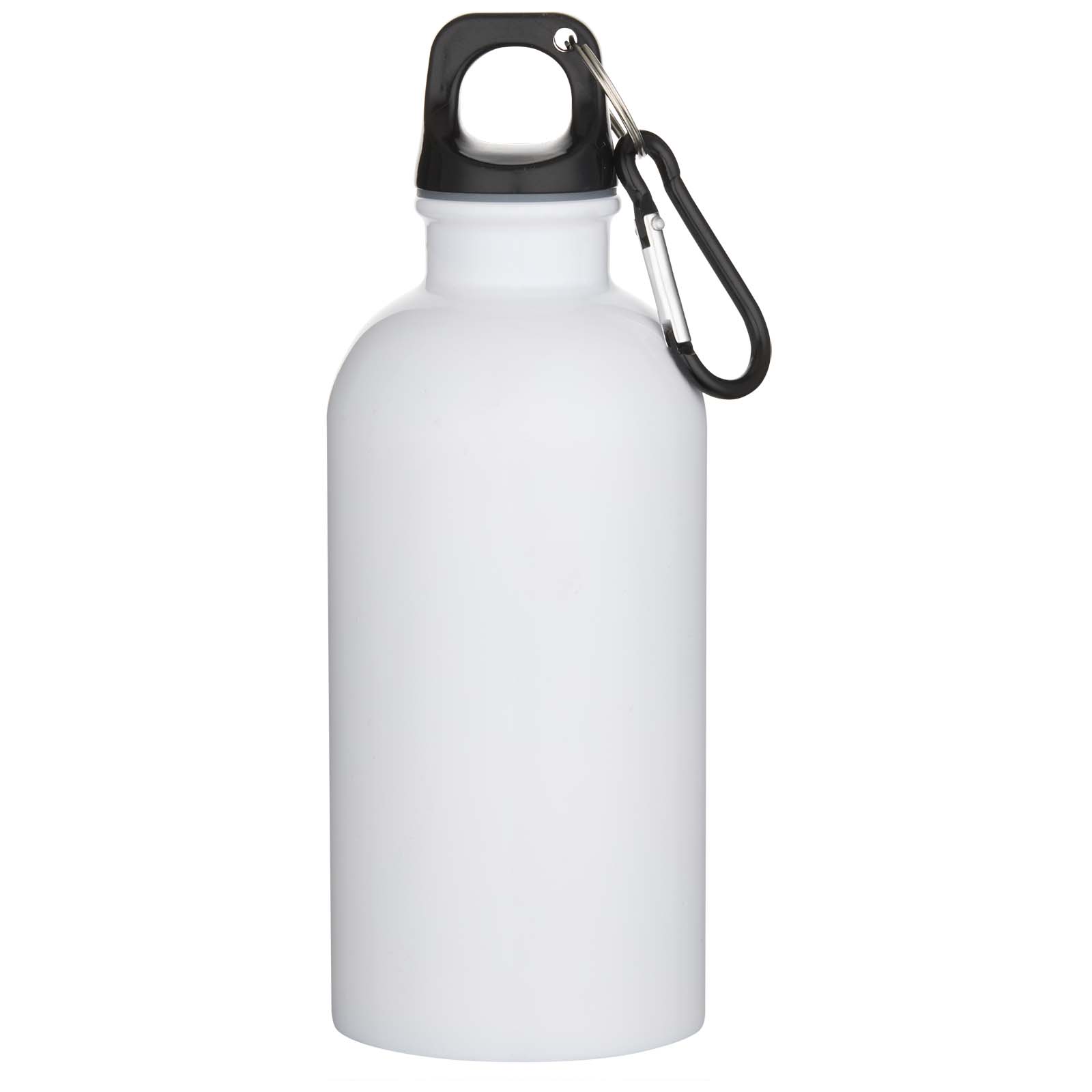 Bouteilles d'eau publicitaires - Bouteille d’eau Oregon de 400 ml en acier inoxydable recyclé à simple paroi certifié RCS avec mousqueton (impression par sublimation) - 1