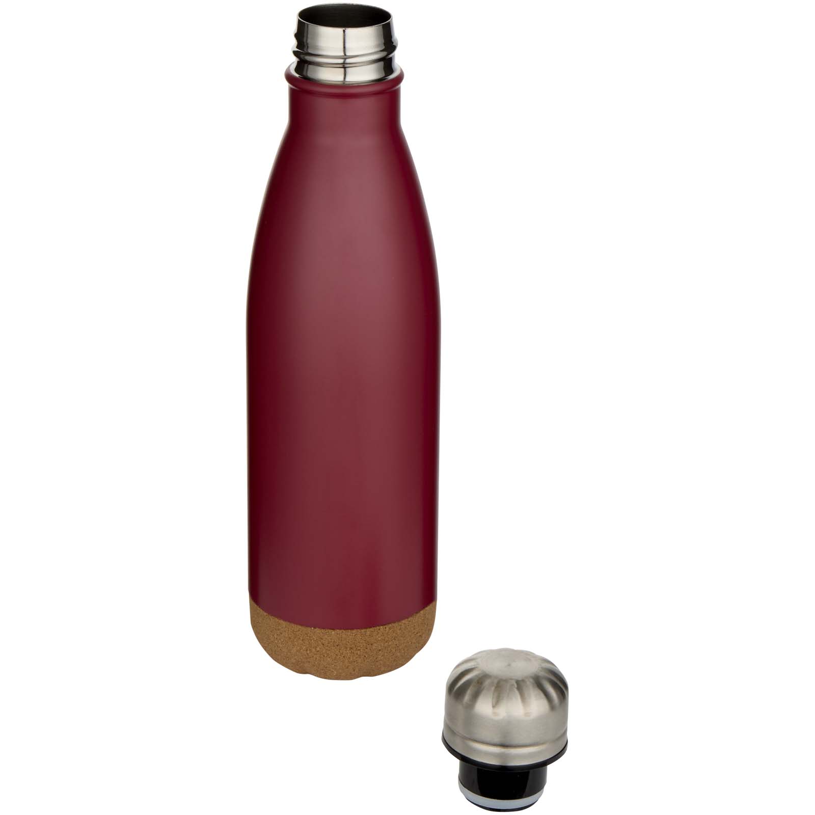 Bouteilles d'eau publicitaires - Bouteille d’eau Cove de 500 ml en acier inoxydable isolée sous vide et à double paroi avec détails en liège - 2