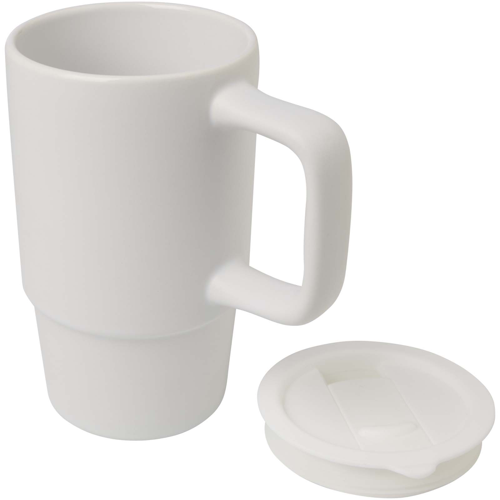 Advertising Travel mugs - Carter 450 ml ceramic mug with plastic lid - 2