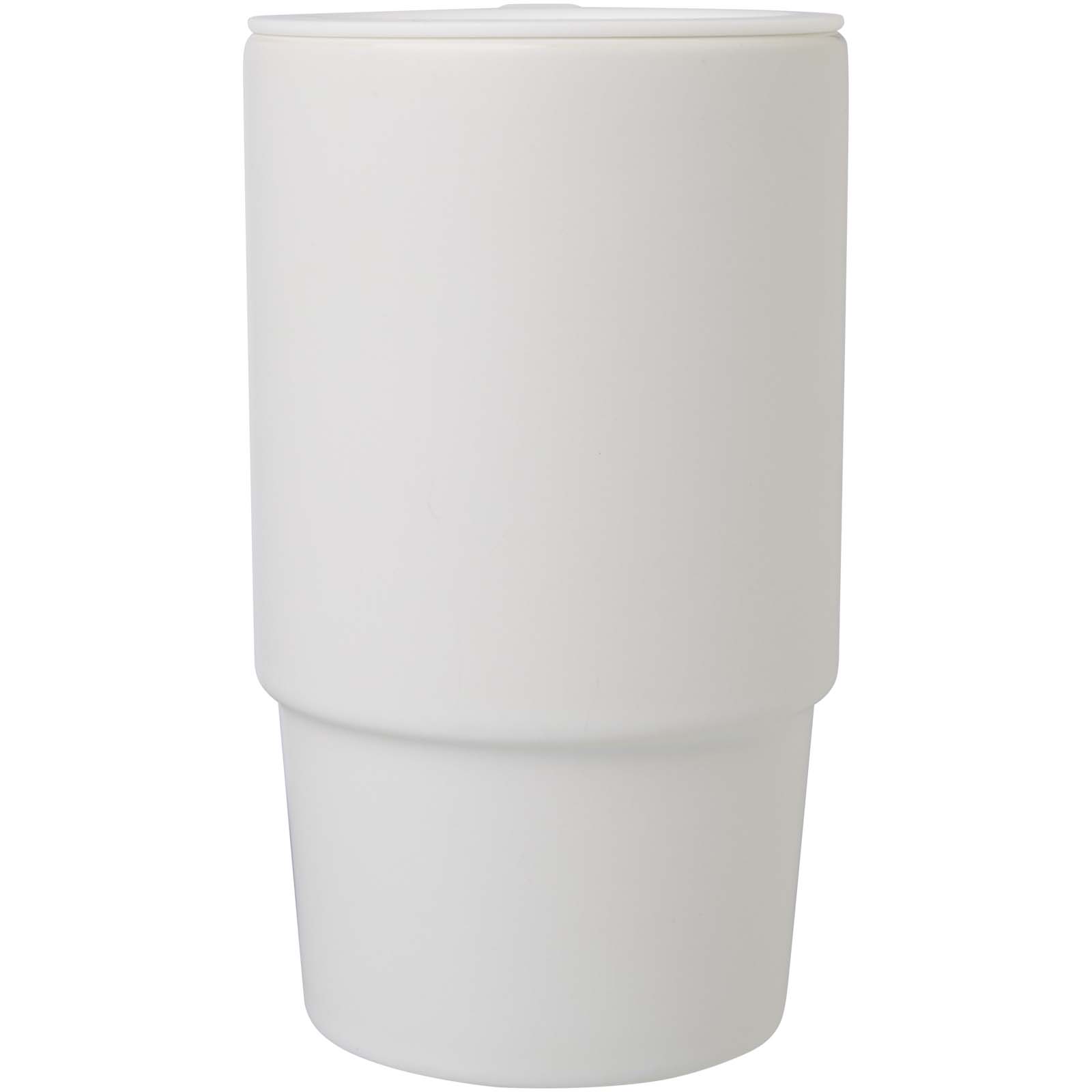 Advertising Travel mugs - Carter 450 ml ceramic mug with plastic lid - 1