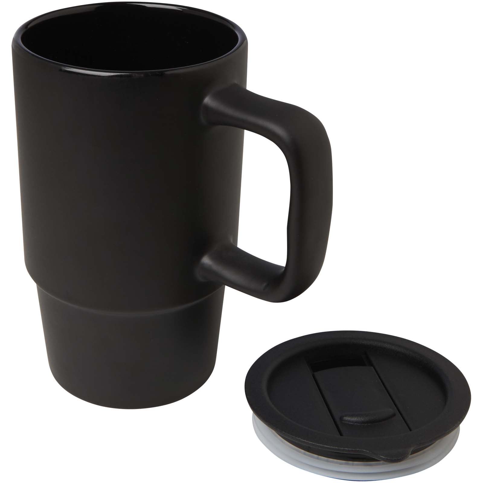 Mugs pour voyager publicitaires - Mug Carter en céramique de 450 ml avec couvercle en plastique - 2