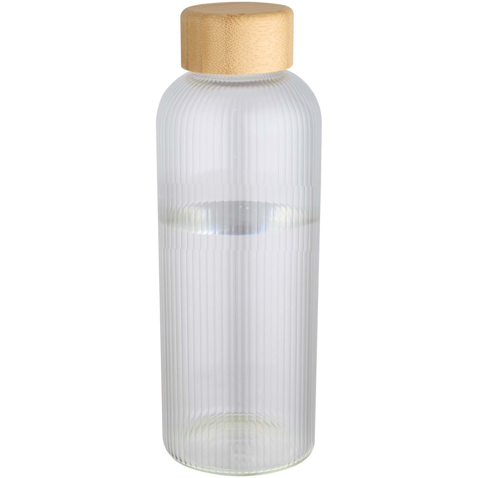 Bouteilles d'eau publicitaires - Bouteille en verre borosilicate Mirage simple paroi de 650 ml avec couvercle en bambou