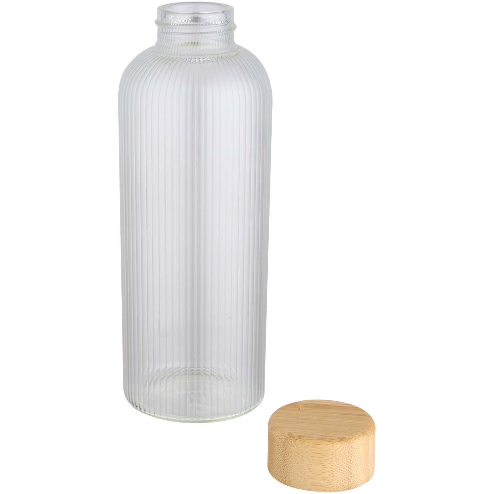Bouteilles d'eau publicitaires - Bouteille en verre borosilicate Mirage simple paroi de 650 ml avec couvercle en bambou - 2