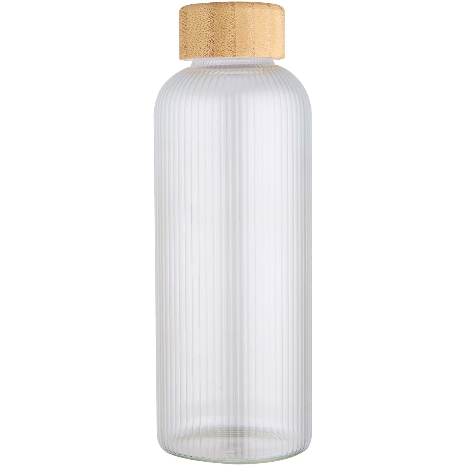 Bouteilles d'eau publicitaires - Bouteille en verre borosilicate Mirage simple paroi de 650 ml avec couvercle en bambou - 1