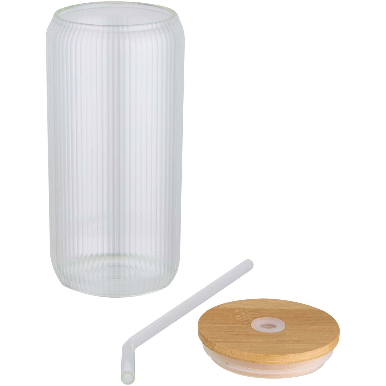 Bouteilles d'eau publicitaires - Pot de 500 ml en verre borosilicate Mirage simple paroi avec couvercle en bambou - 2