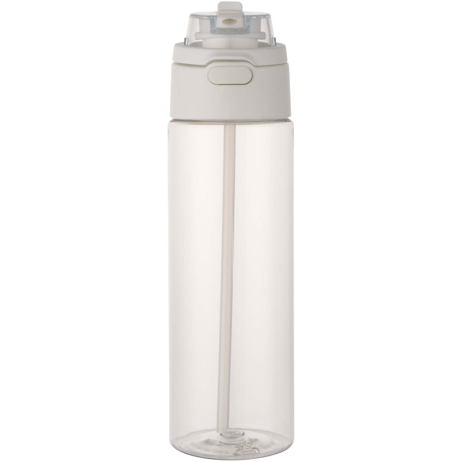 Bouteilles d'eau publicitaires - Bouteille d'eau Theron de 700 ml en plastique recyclé RCS, avec bouchon double fonction et paille rabattable - 1