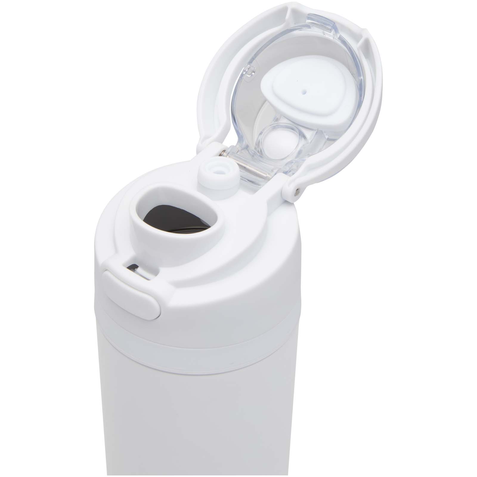 Bouteilles d'eau publicitaires - Bouteille d'eau Theron 800 ml en acier inoxydable à simple paroi recyclé RCS, avec bouchon à double fonction et paille rabatt - 4