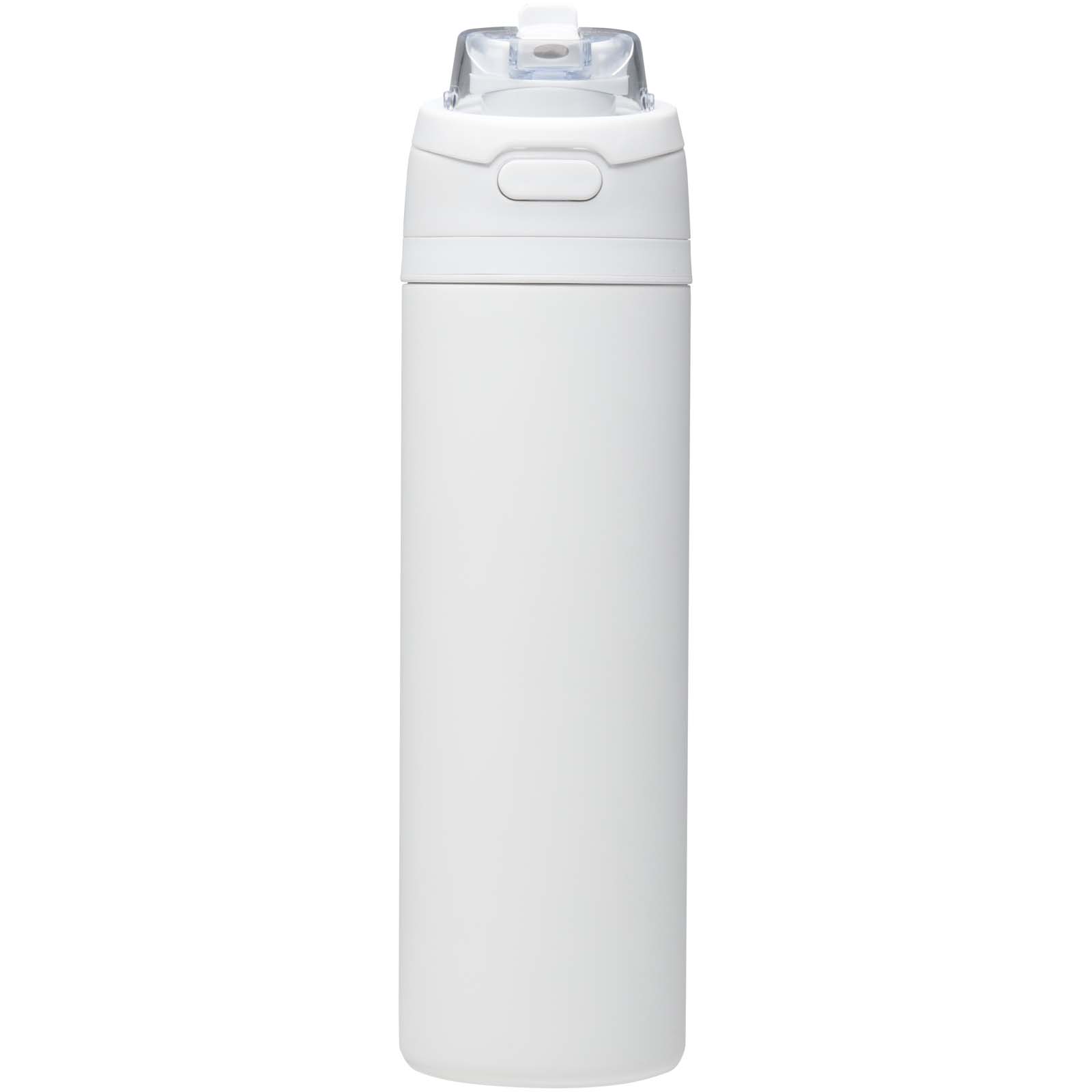 Bouteilles d'eau publicitaires - Bouteille d'eau Theron 800 ml en acier inoxydable à simple paroi recyclé RCS, avec bouchon à double fonction et paille rabatt - 1