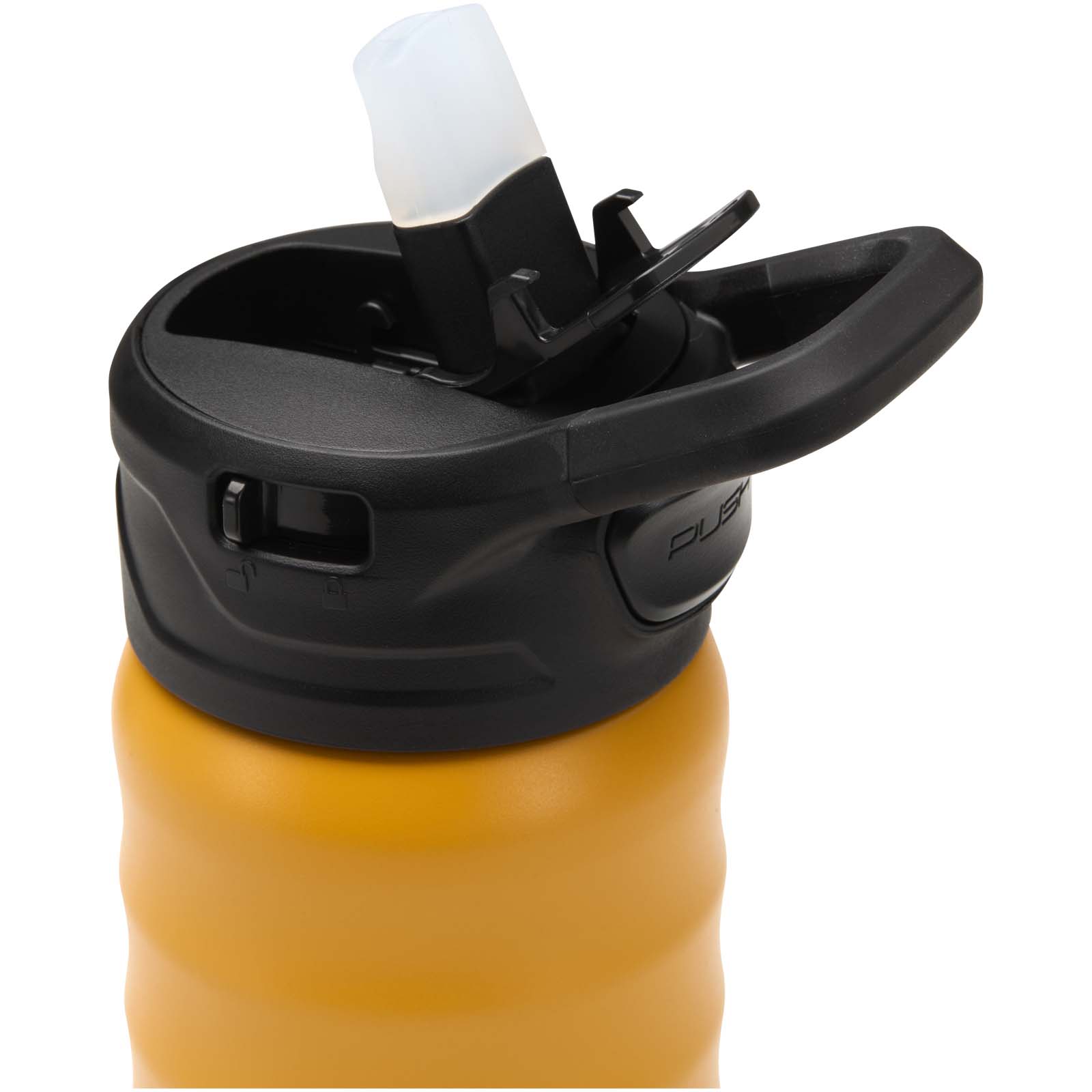 Bouteilles de sport publicitaires - Gourde de sport Knox 350 ml en acier inoxydable à double paroi recyclé RCS avec paille rabattable - 4