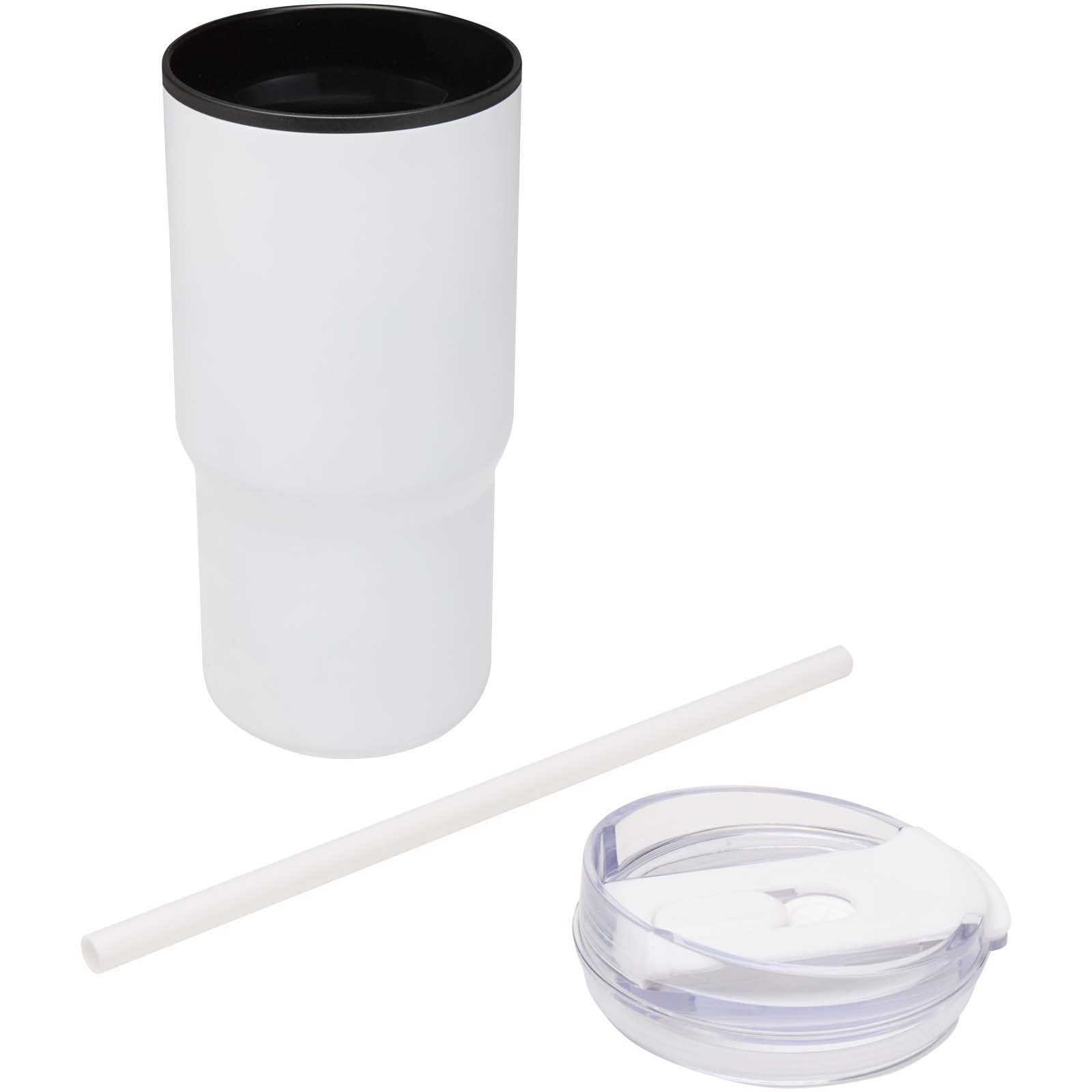 Mugs isothermes publicitaires - Gobelet isotherme à double paroi Westin 540 ml en RCS recyclé, avec paille - 3