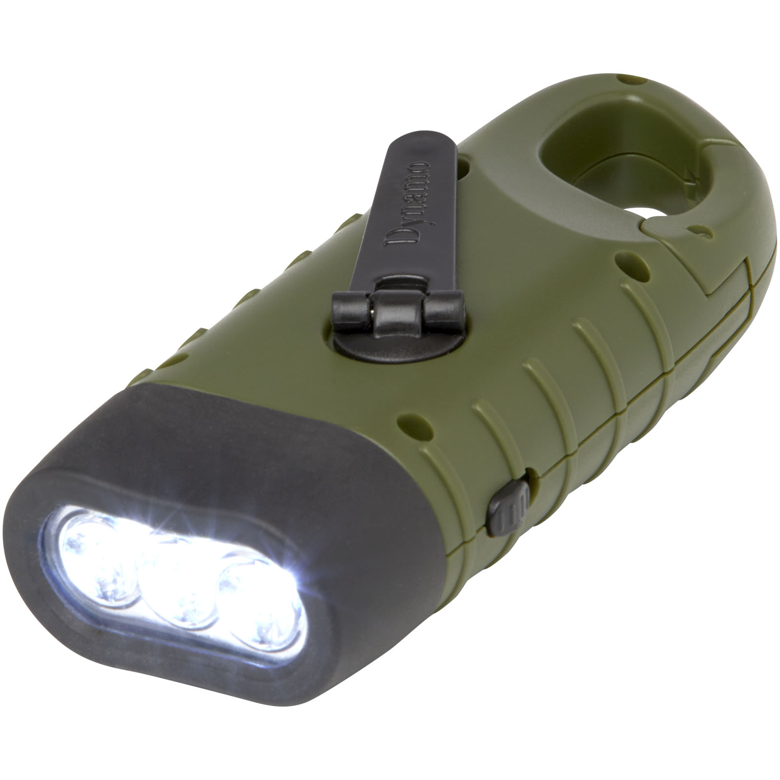 Lamps - Helios recycled plastic solar dynamo flashlight with carabiner