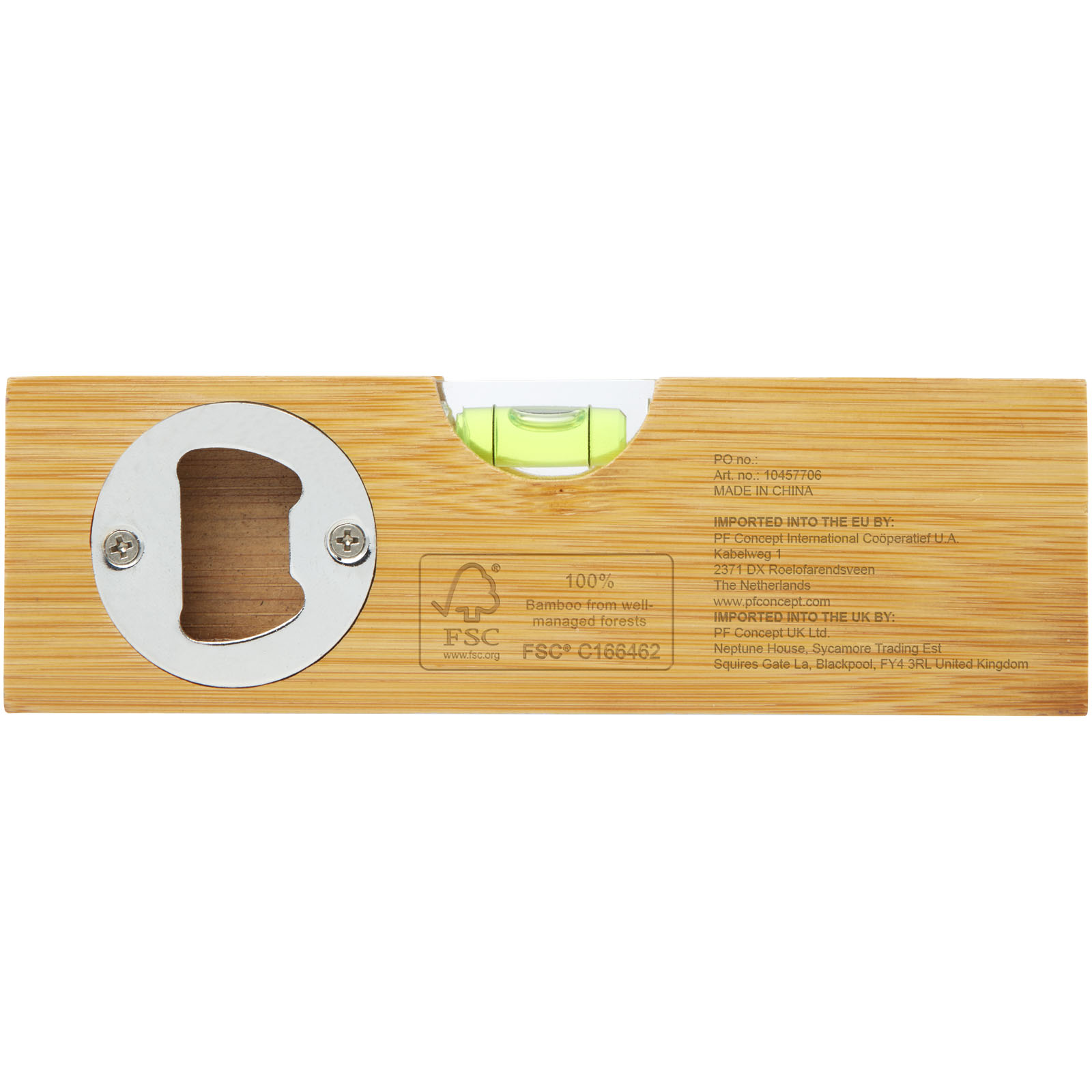 Advertising Tool sets - Flush bamboo spirit level with bottle opener - 3