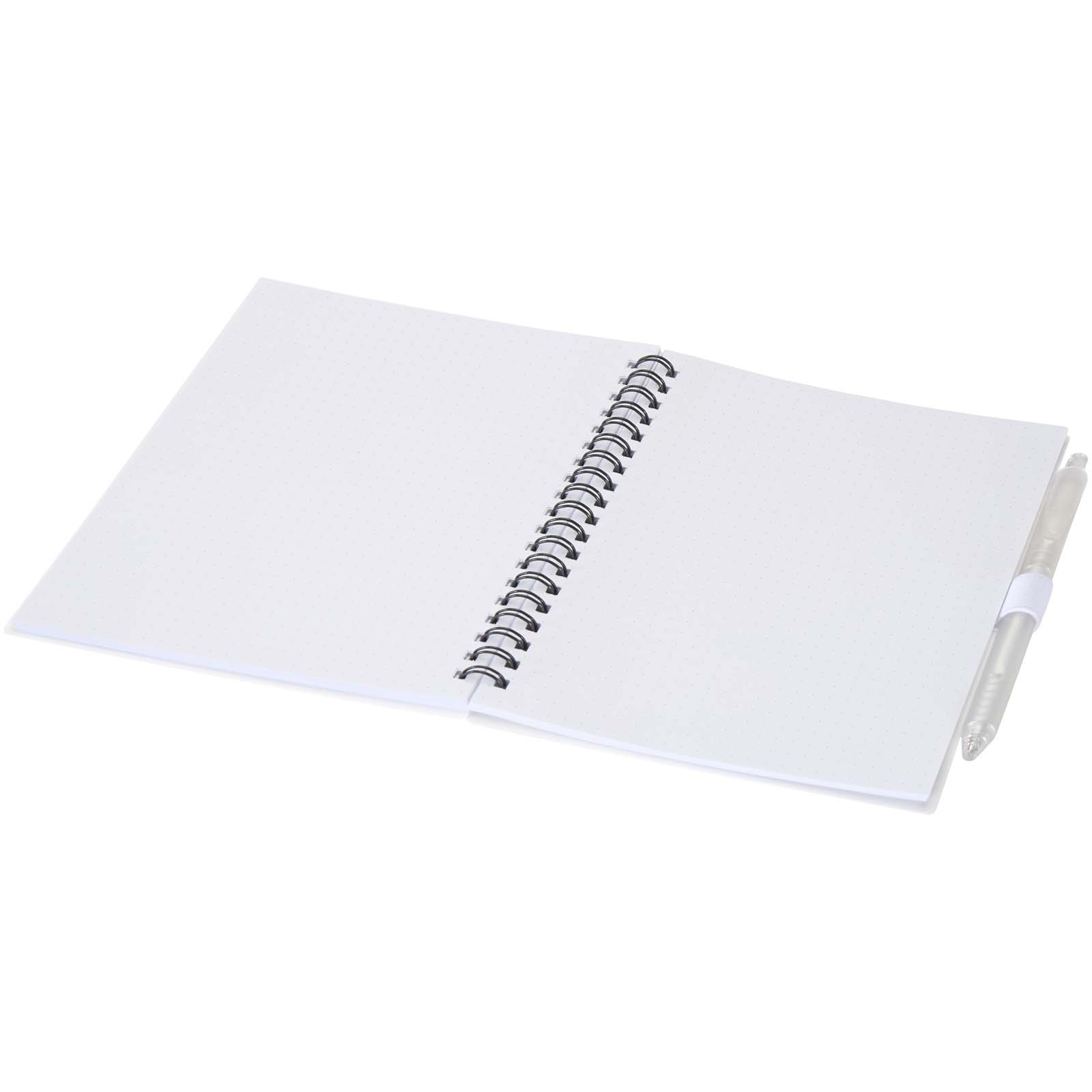 Advertising Soft cover notebooks - Niove recycled plastic soft cover notebook and ballpoint pen set (blue ink) - 3