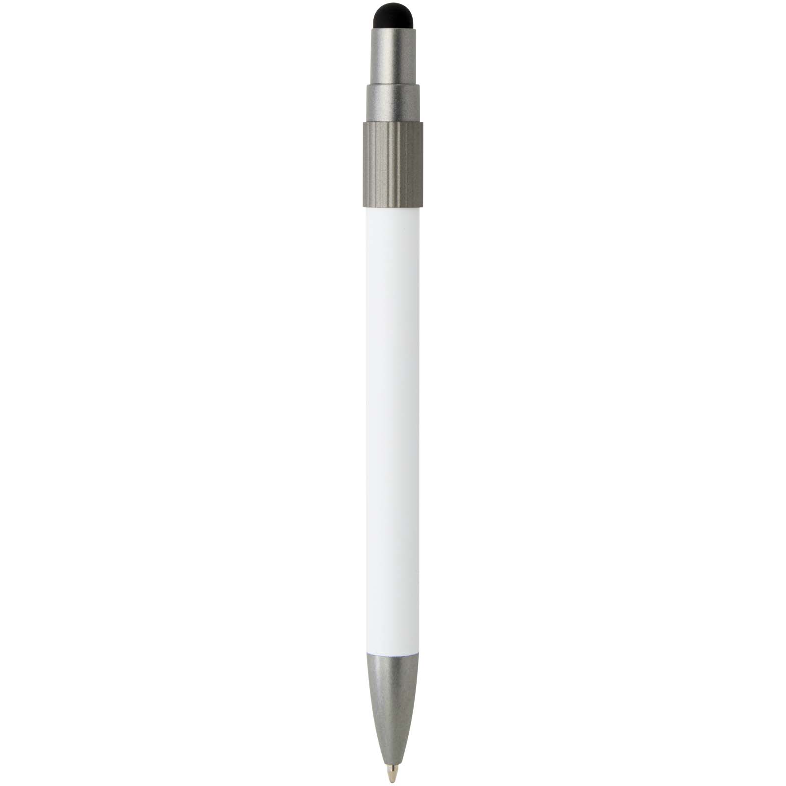 Stylos-bille publicitaires - Stylo bille recyclé RCS avec stylet et toupie antistress (encre noire) Rill - 2