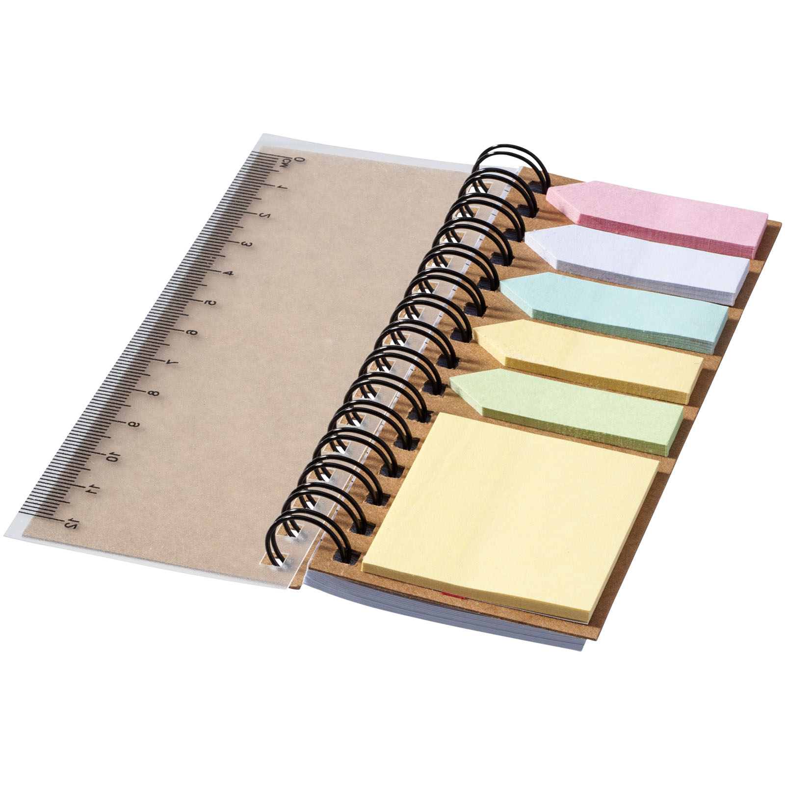 Advertising Soft cover notebooks - Spinner spiral notebook with coloured sticky notes - 4